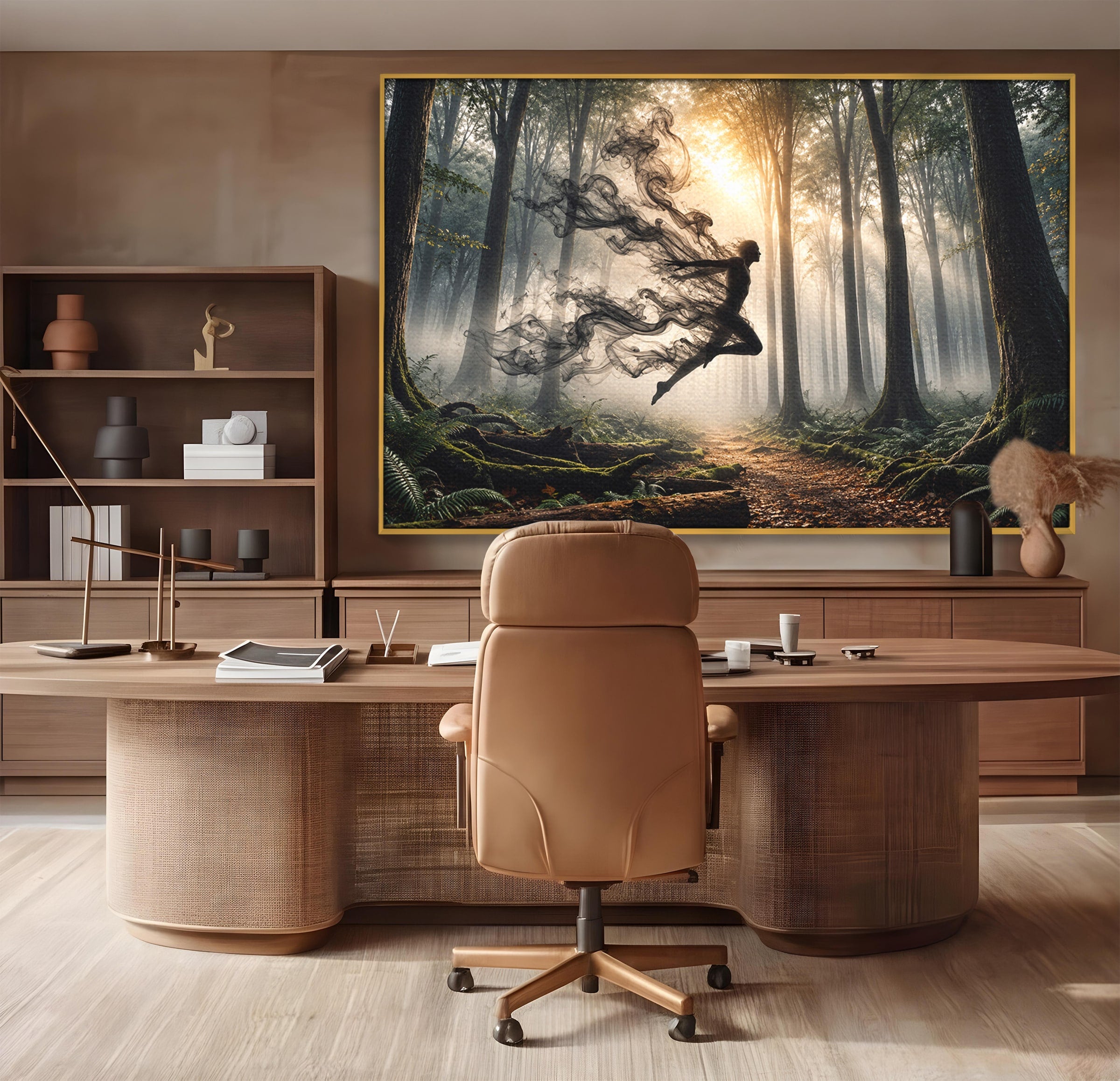 Tablou Canvas Premium LuxCanva® U1100, Zbor In Padure, Magie, Silhouette, Natura,  Padure, Living, Culori Vibrante
