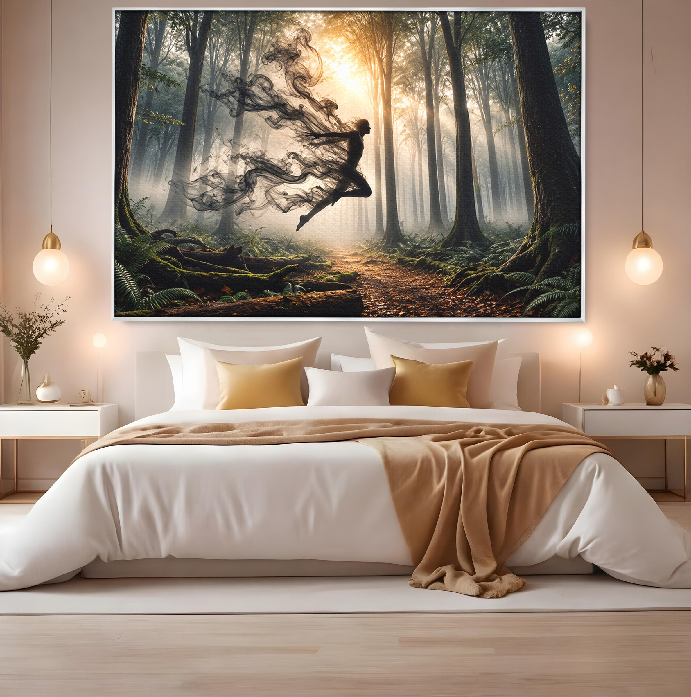 Tablou Canvas Premium LuxCanva® U1100, Zbor In Padure, Magie, Silhouette, Natura,  Padure, Living, Culori Vibrante