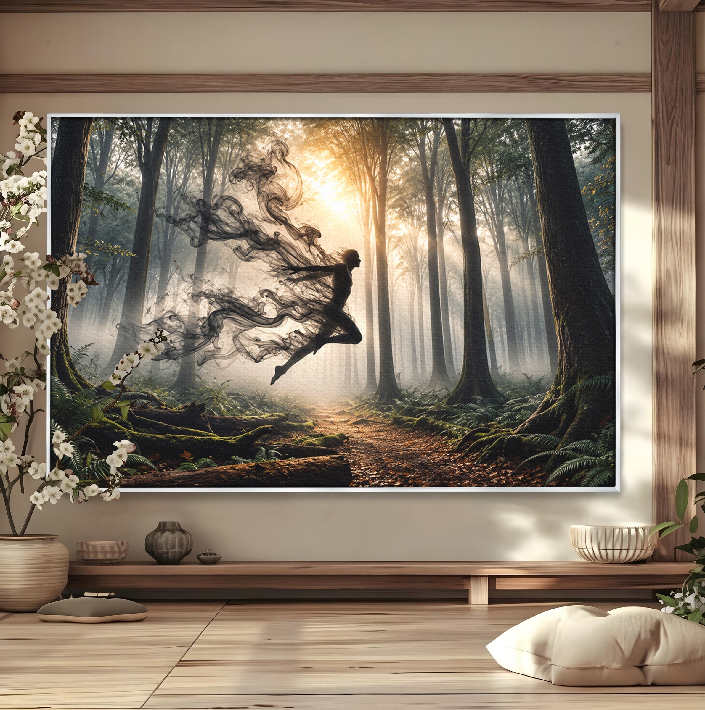 Tablou Canvas Premium LuxCanva® U1100, Zbor In Padure, Magie, Silhouette, Natura,  Padure, Living, Culori Vibrante