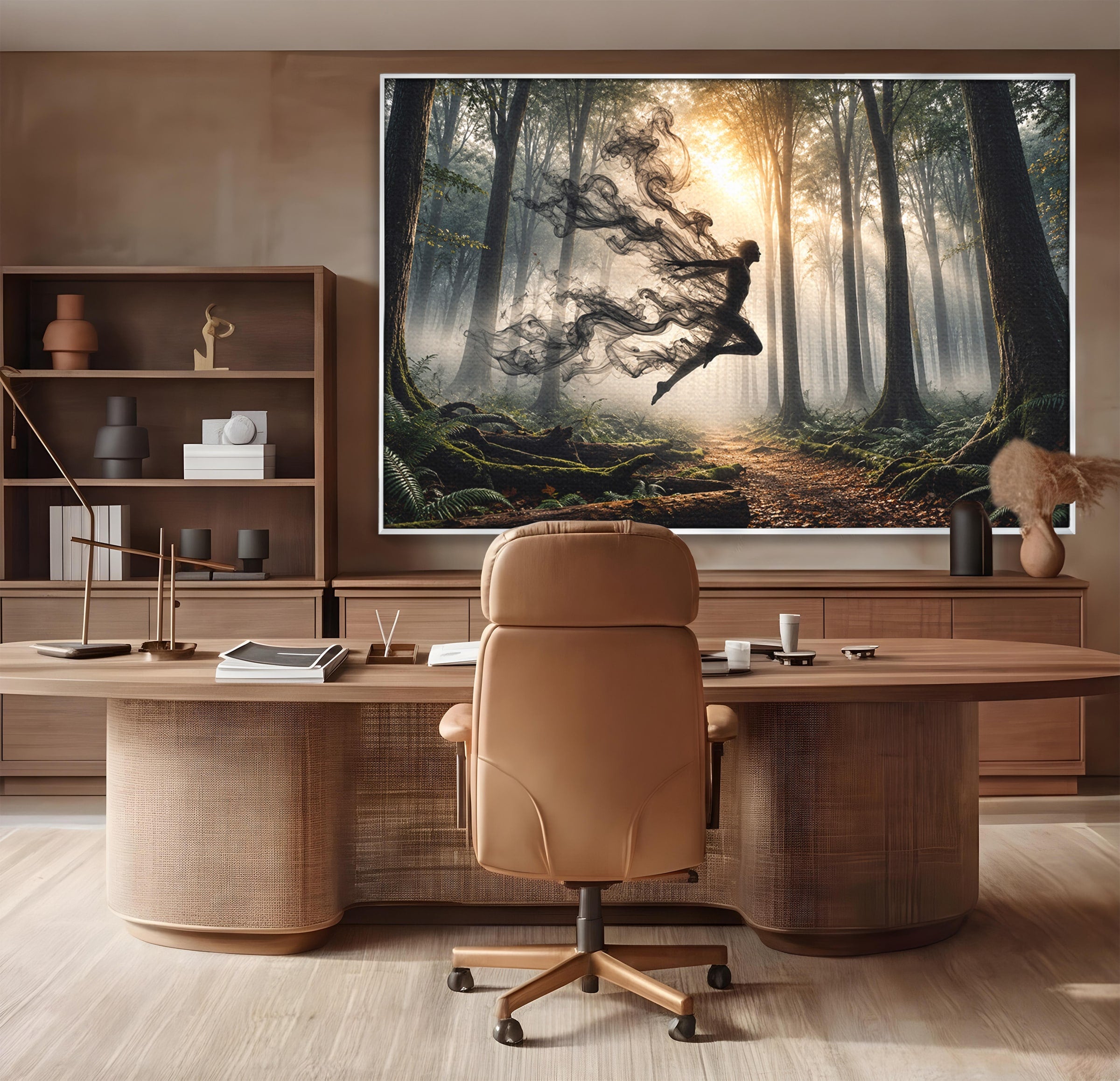 Tablou Canvas Premium LuxCanva® U1100, Zbor In Padure, Magie, Silhouette, Natura,  Padure, Living, Culori Vibrante