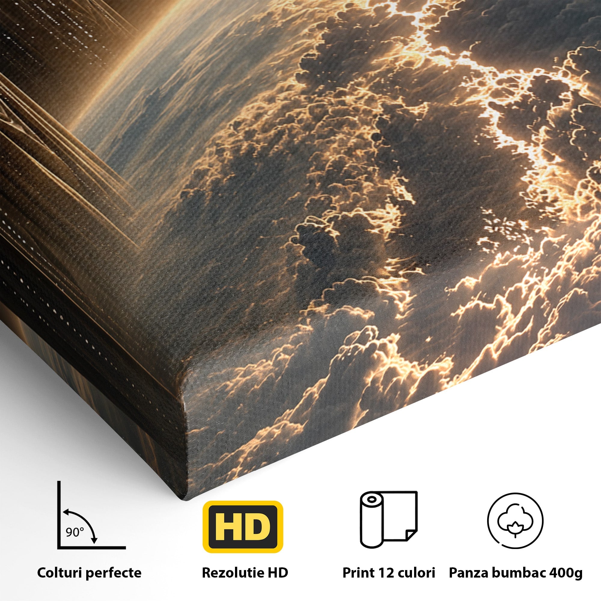Tablou Canvas Premium LuxCanva® U1101, Siluete Cosmogonice,  Spatiu, Univers, Mister, Siluete, Dormitor, Culori Vibrante