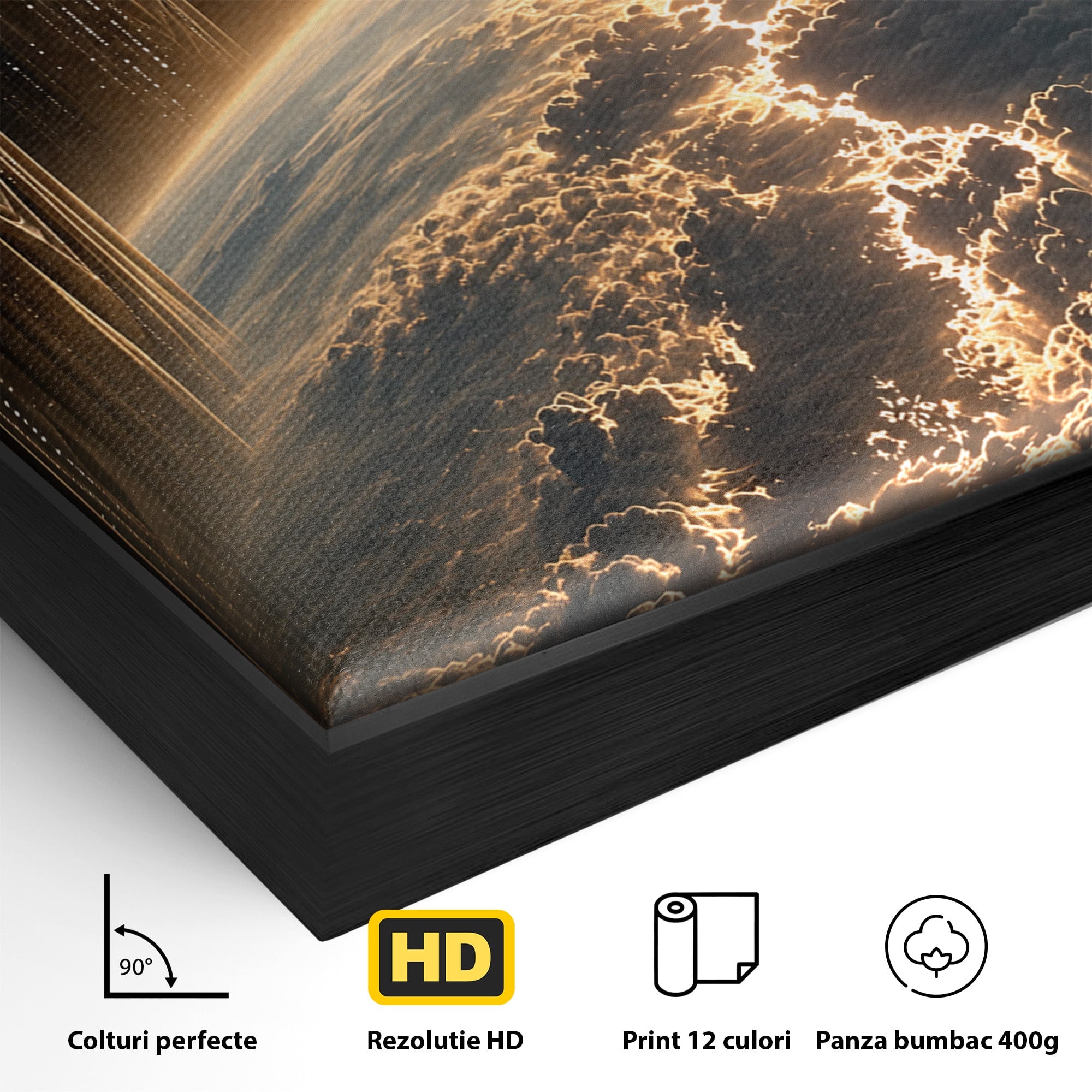 Tablou Canvas Premium LuxCanva® U1101, Siluete Cosmogonice,  Spatiu, Univers, Mister, Siluete, Dormitor, Culori Vibrante
