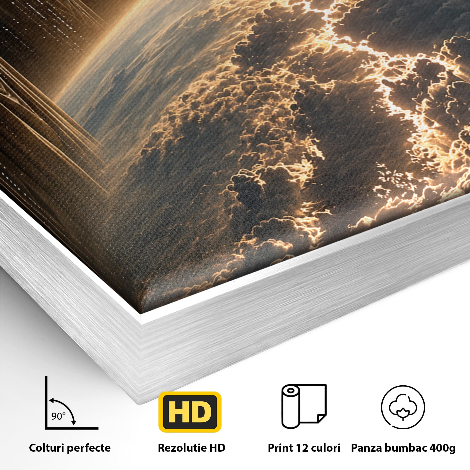 Tablou Canvas Premium LuxCanva® U1101, Siluete Cosmogonice,  Spatiu, Univers, Mister, Siluete, Dormitor, Culori Vibrante