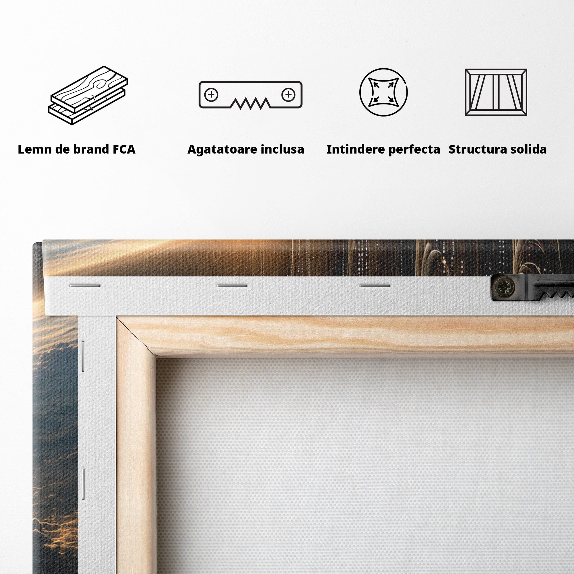 Tablou Canvas Premium LuxCanva® U1101, Siluete Cosmogonice,  Spatiu, Univers, Mister, Siluete, Dormitor, Culori Vibrante