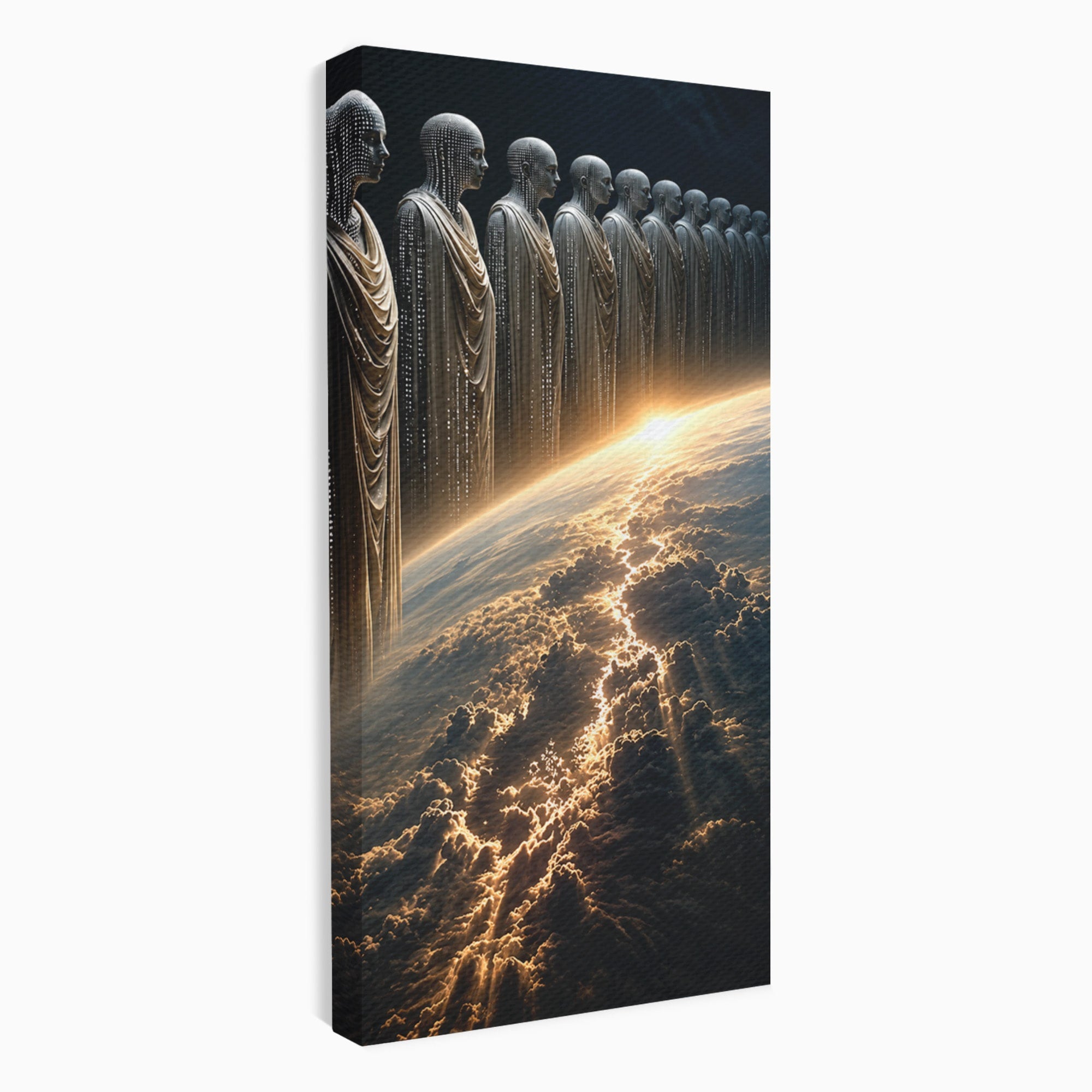 Tablou Canvas Premium LuxCanva® U1101, Siluete Cosmogonice,  Spatiu, Univers, Mister, Siluete, Dormitor, Culori Vibrante