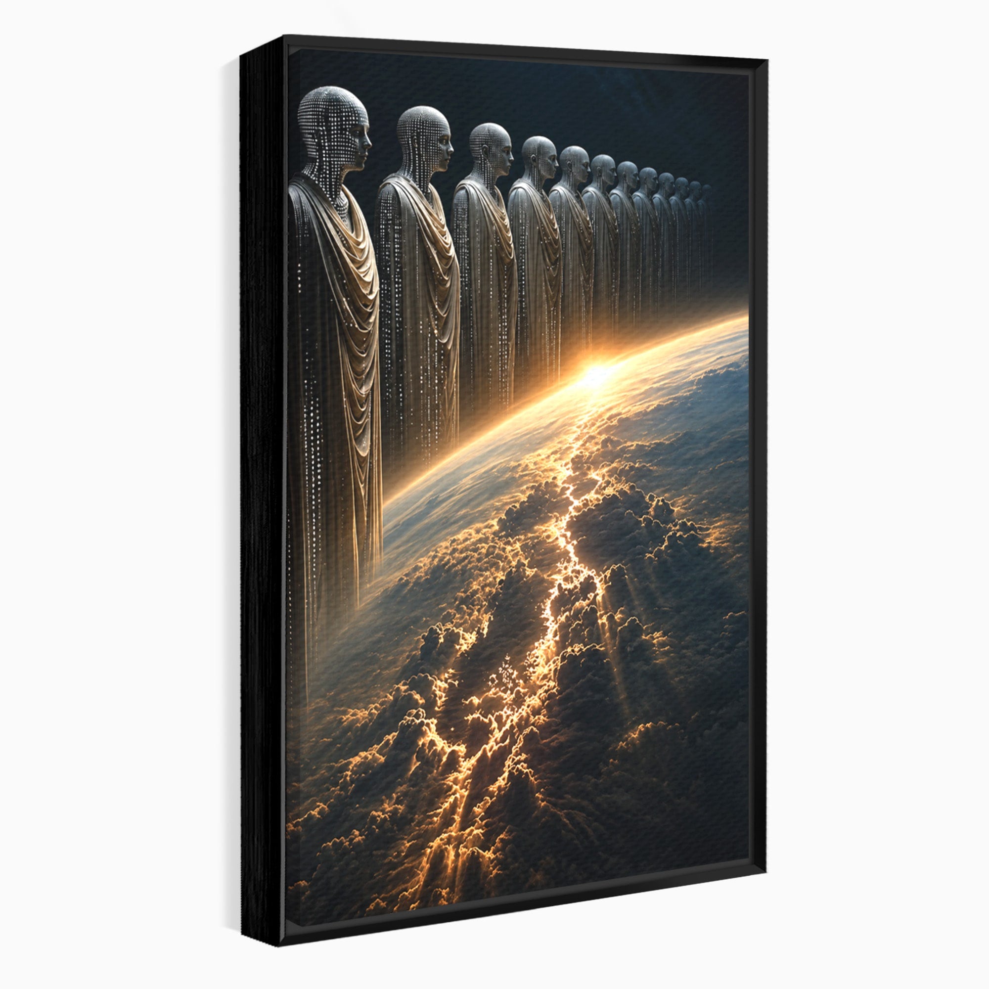 Tablou Canvas Premium LuxCanva® U1101, Siluete Cosmogonice,  Spatiu, Univers, Mister, Siluete, Dormitor, Culori Vibrante