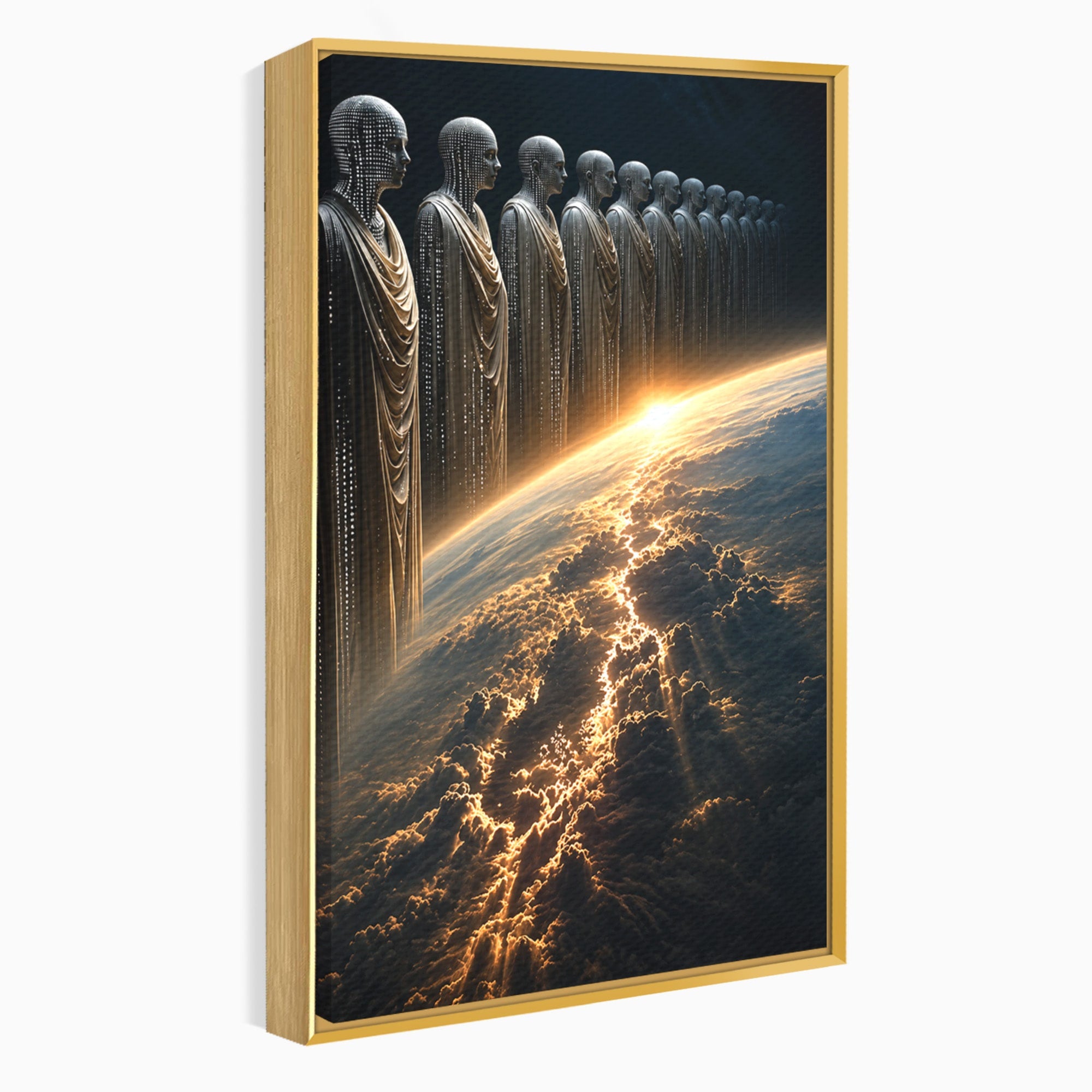 Tablou Canvas Premium LuxCanva® U1101, Siluete Cosmogonice,  Spatiu, Univers, Mister, Siluete, Dormitor, Culori Vibrante