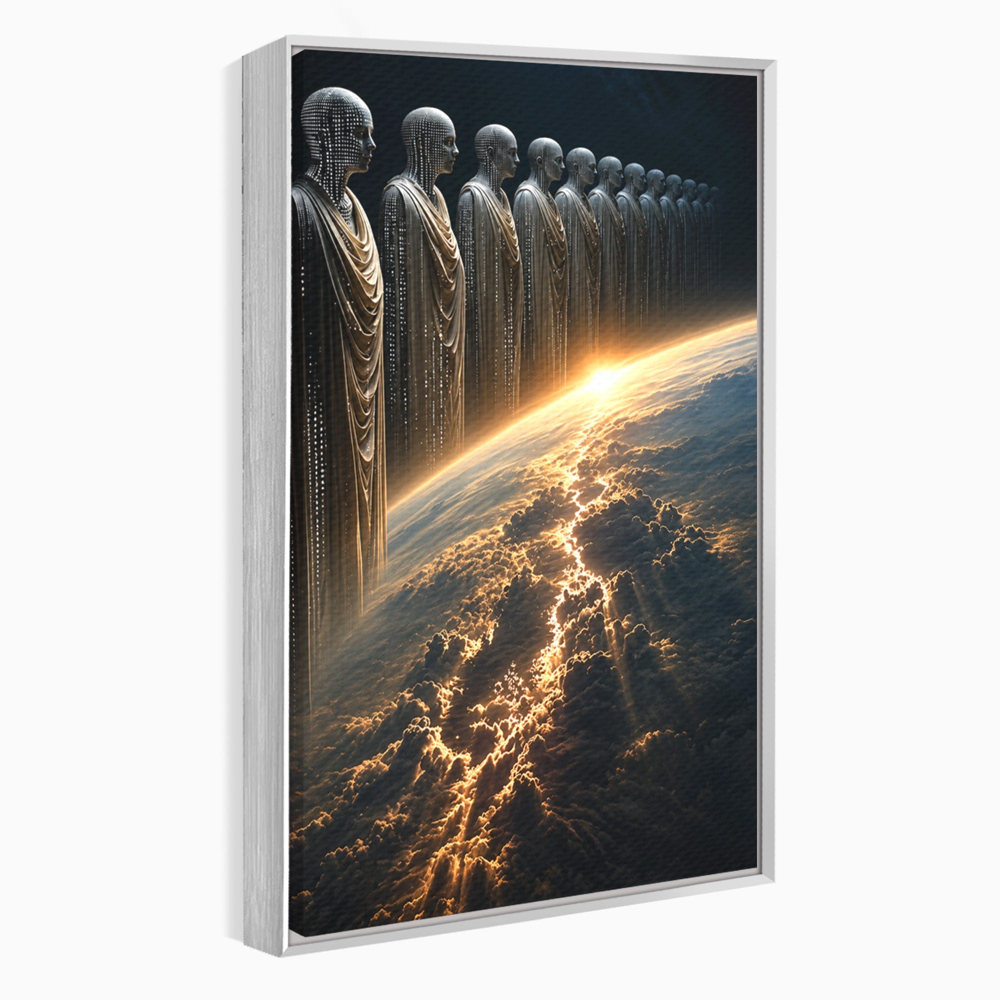 Tablou Canvas Premium LuxCanva® U1101, Siluete Cosmogonice,  Spatiu, Univers, Mister, Siluete, Dormitor, Culori Vibrante