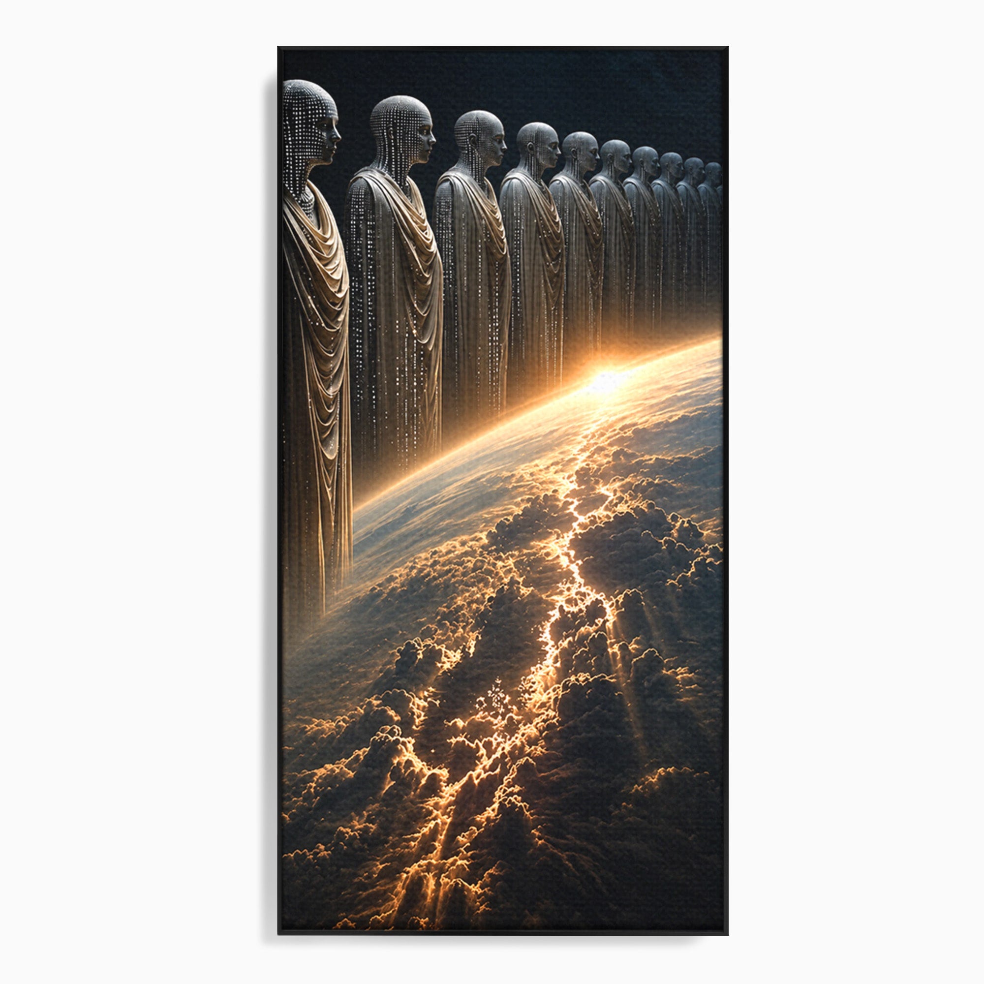 Tablou Canvas Premium LuxCanva® U1101, Siluete Cosmogonice,  Spatiu, Univers, Mister, Siluete, Dormitor, Culori Vibrante