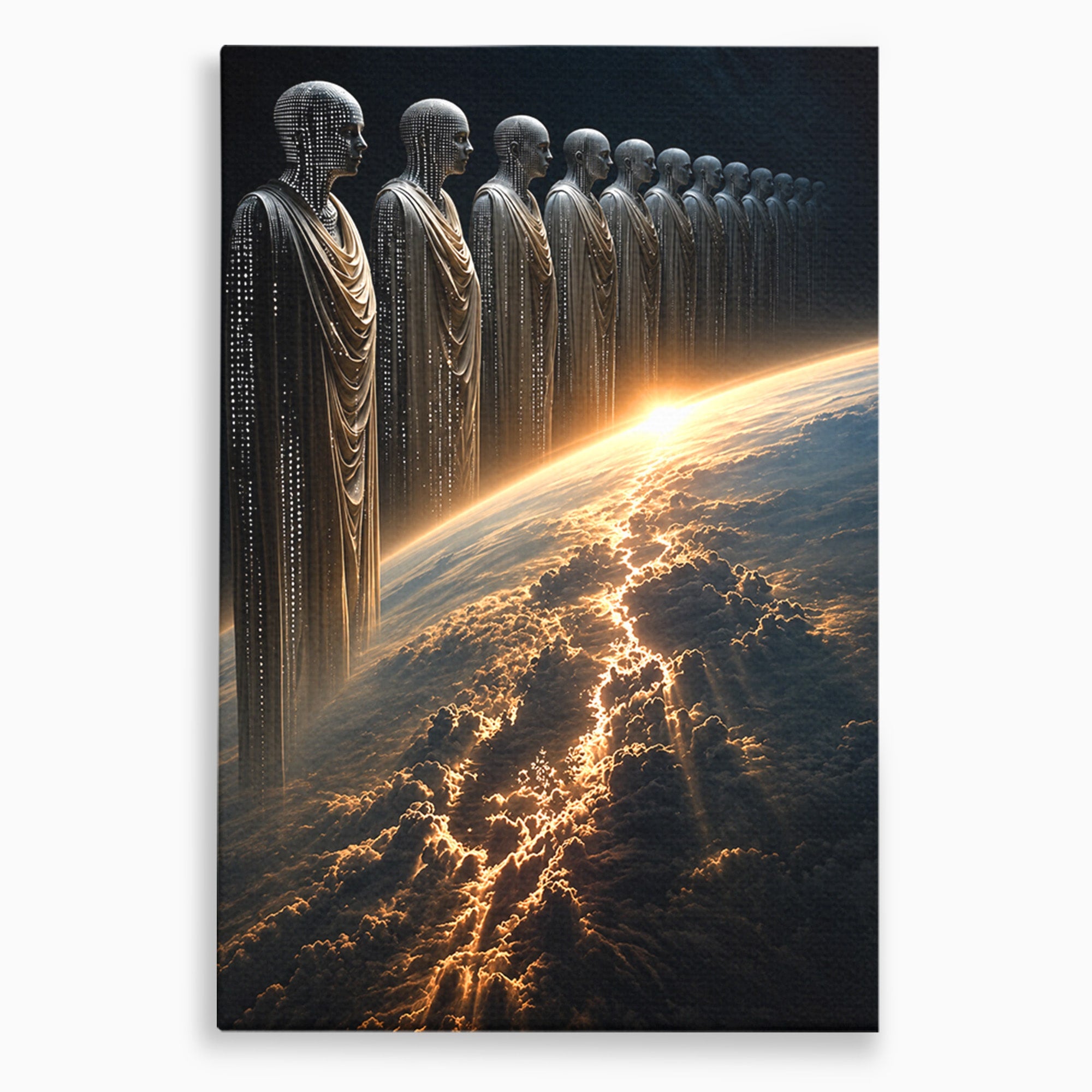 Tablou Canvas Premium LuxCanva® U1101, Siluete Cosmogonice,  Spatiu, Univers, Mister, Siluete, Dormitor, Culori Vibrante