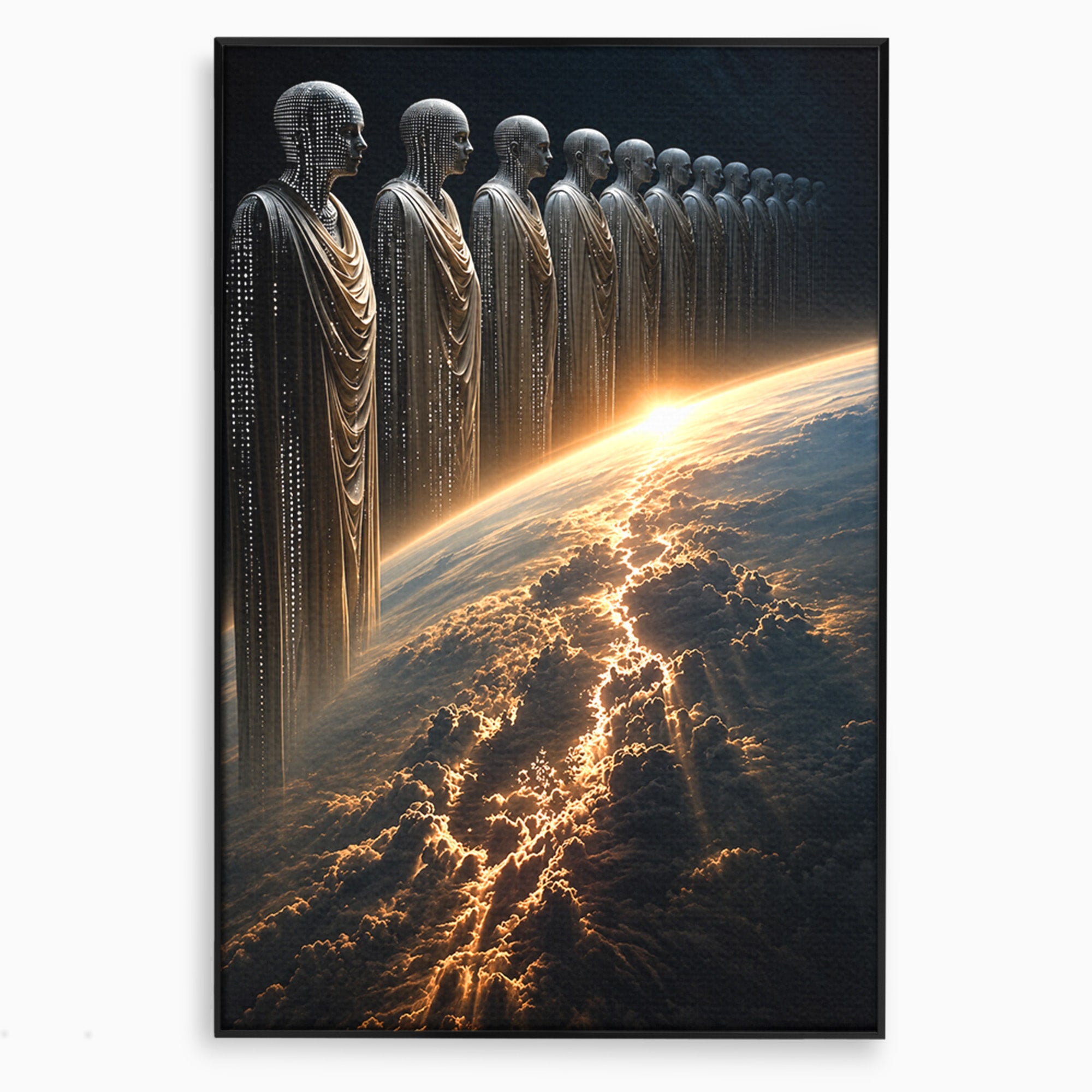 Tablou Canvas Premium LuxCanva® U1101, Siluete Cosmogonice,  Spatiu, Univers, Mister, Siluete, Dormitor, Culori Vibrante