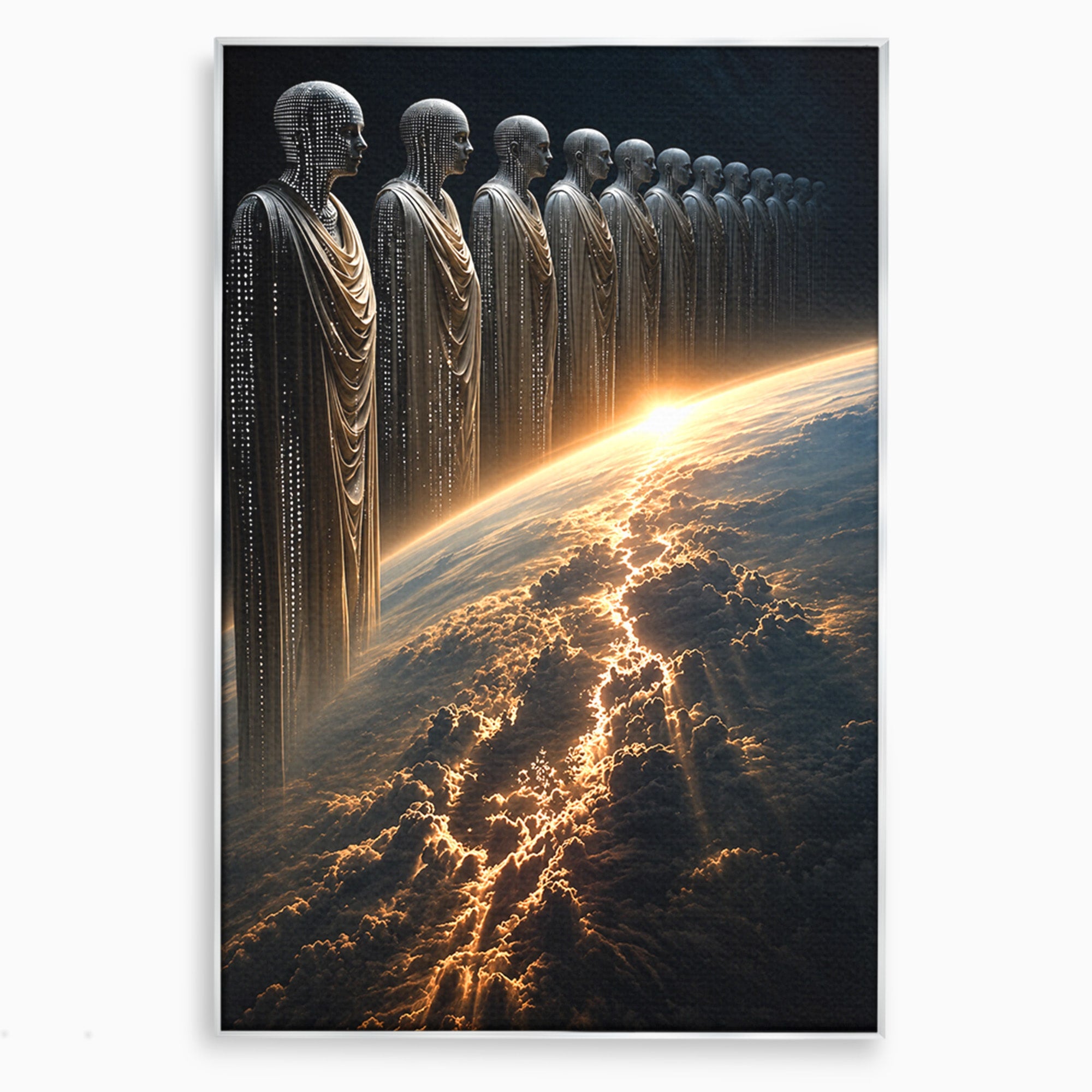 Tablou Canvas Premium LuxCanva® U1101, Siluete Cosmogonice,  Spatiu, Univers, Mister, Siluete, Dormitor, Culori Vibrante