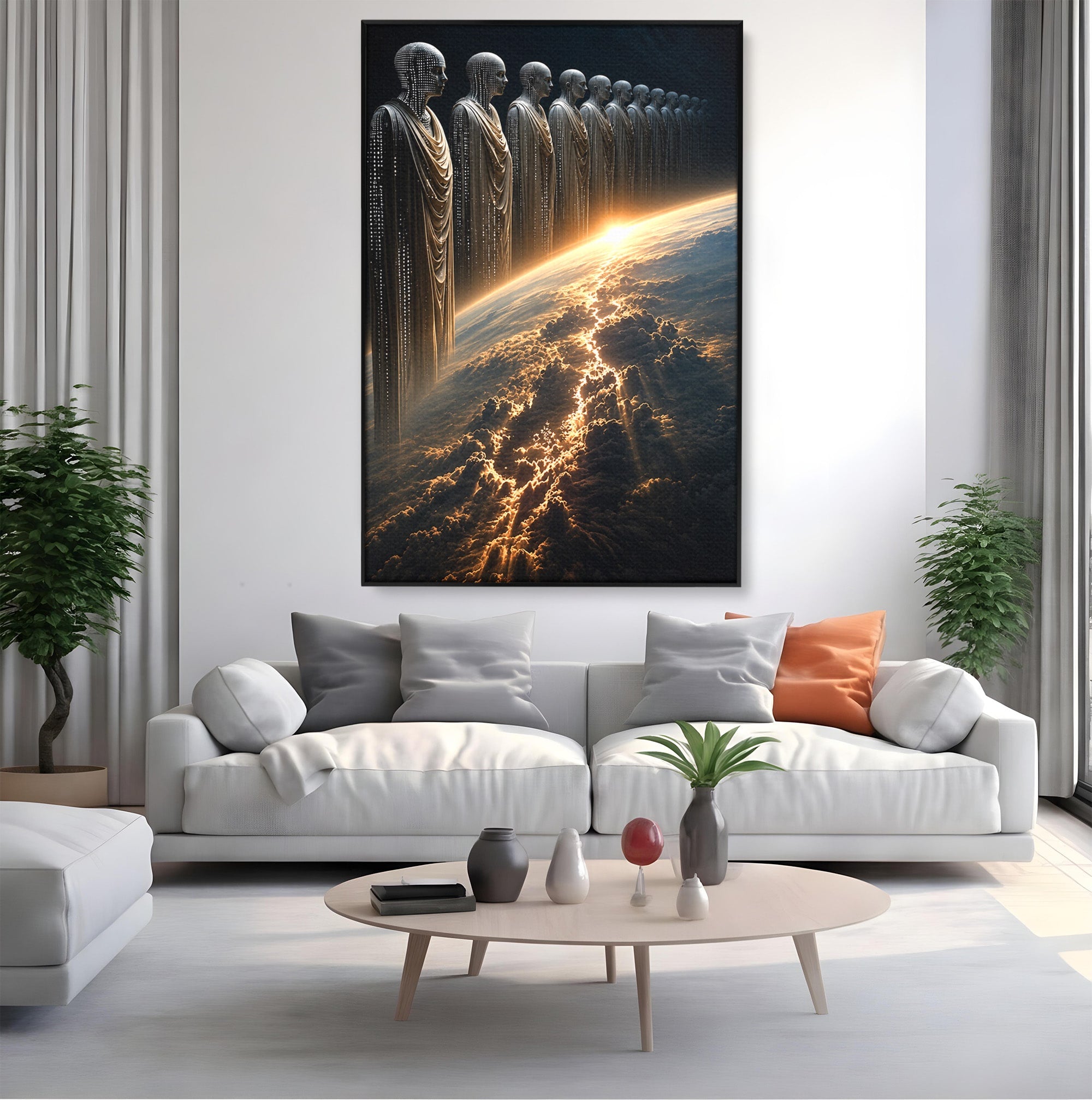Tablou Canvas Premium LuxCanva® U1101, Siluete Cosmogonice,  Spatiu, Univers, Mister, Siluete, Dormitor, Culori Vibrante