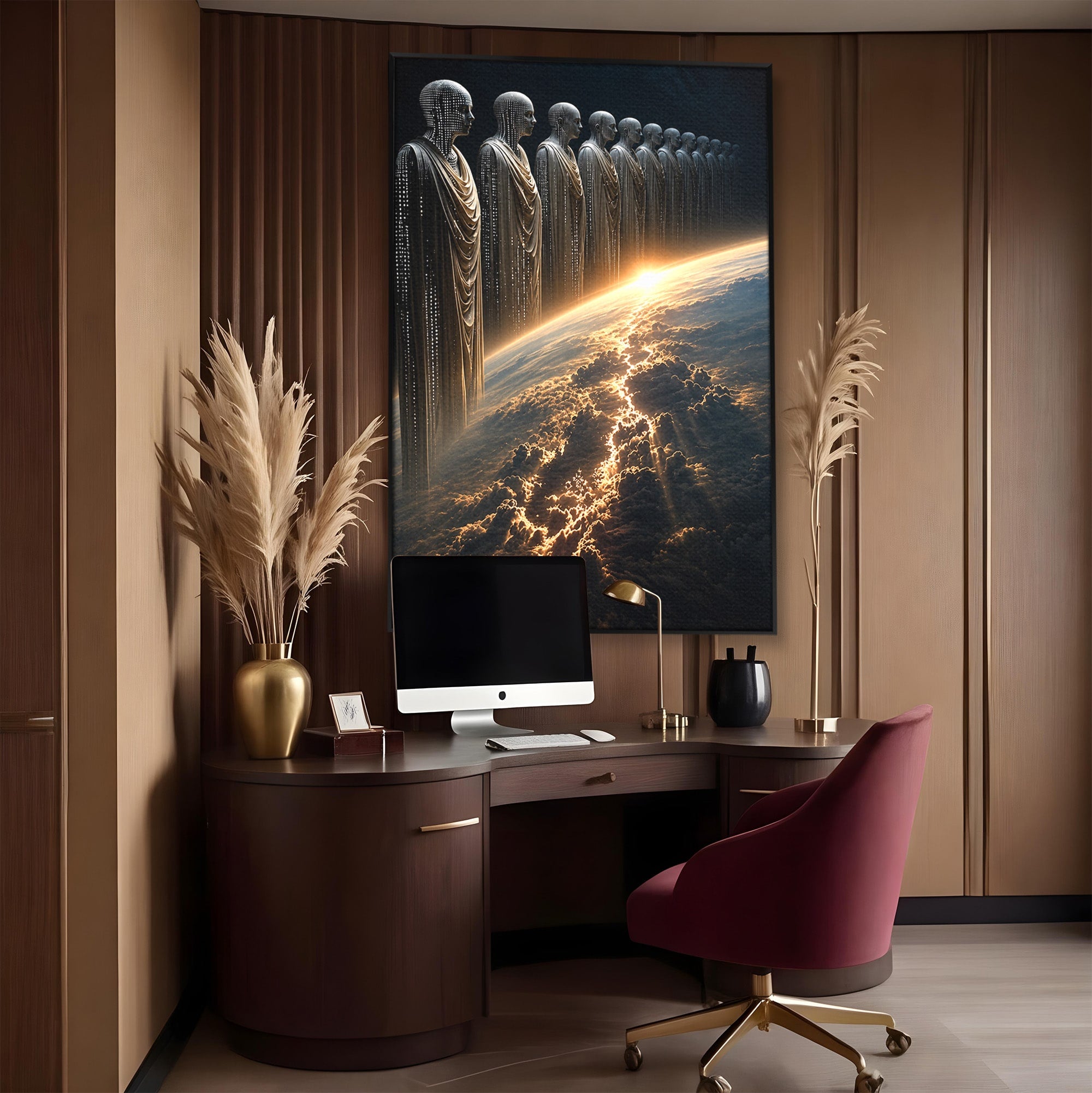 Tablou Canvas Premium LuxCanva® U1101, Siluete Cosmogonice,  Spatiu, Univers, Mister, Siluete, Dormitor, Culori Vibrante