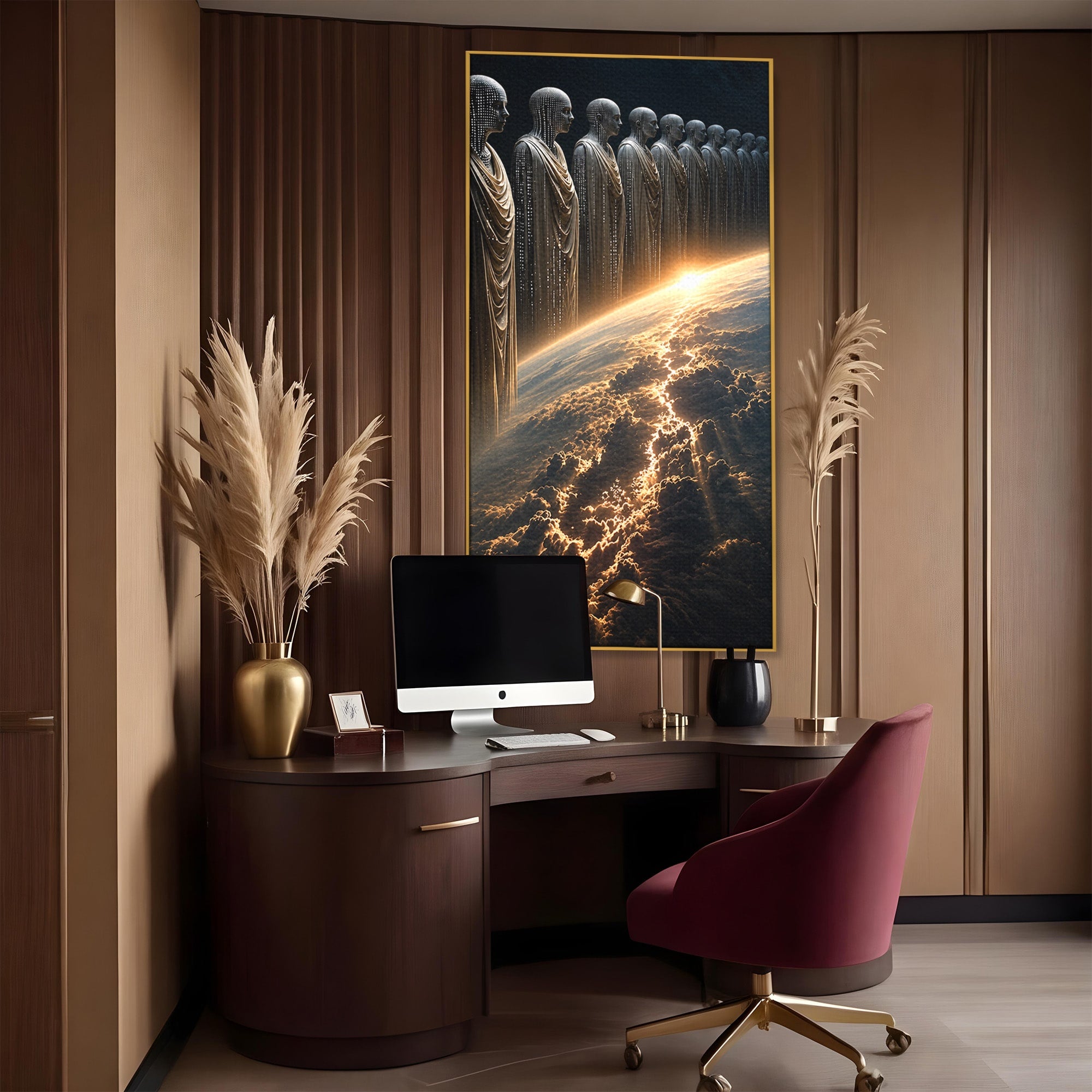 Tablou Canvas Premium LuxCanva® U1101, Siluete Cosmogonice,  Spatiu, Univers, Mister, Siluete, Dormitor, Culori Vibrante