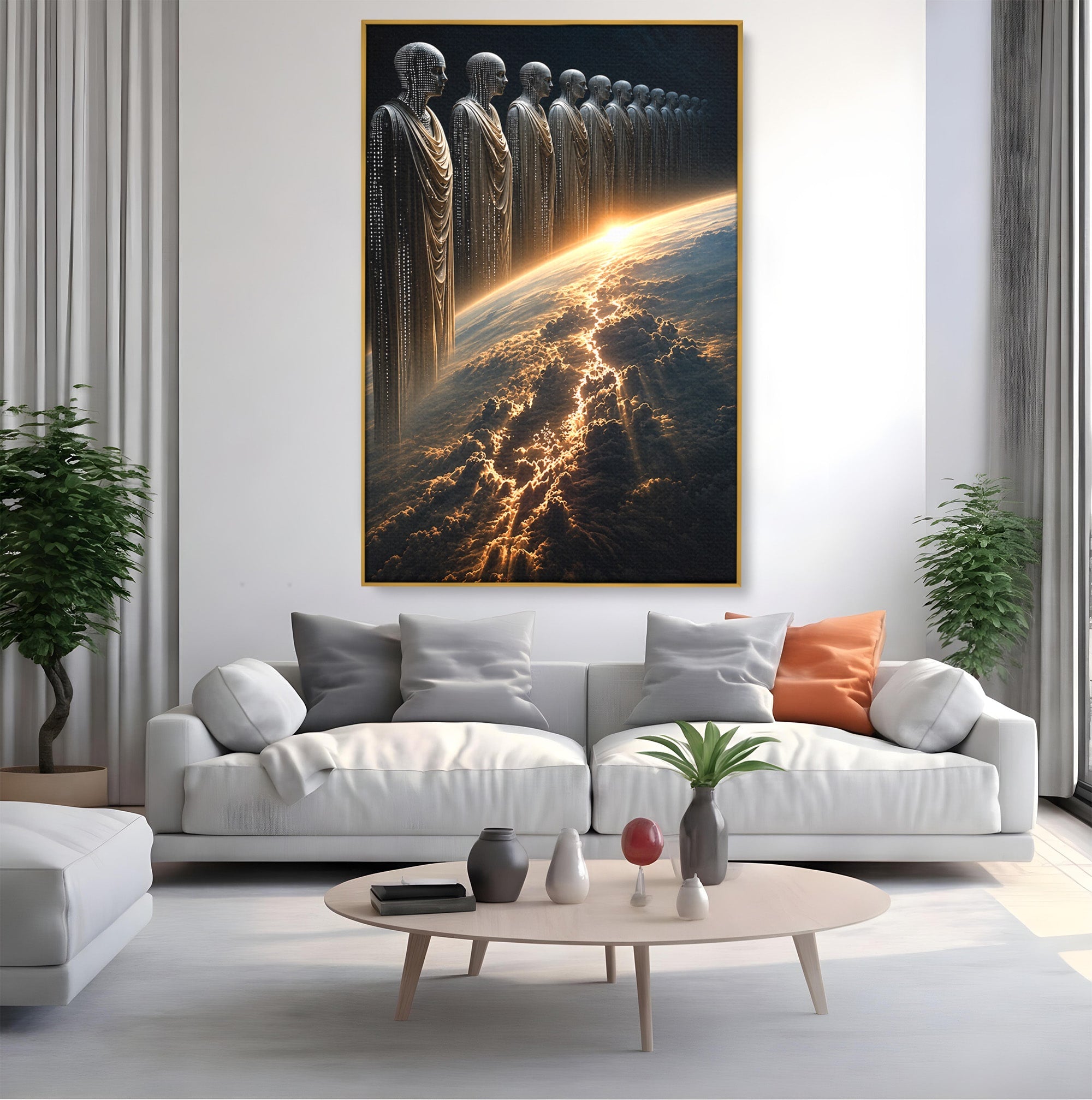 Tablou Canvas Premium LuxCanva® U1101, Siluete Cosmogonice,  Spatiu, Univers, Mister, Siluete, Dormitor, Culori Vibrante
