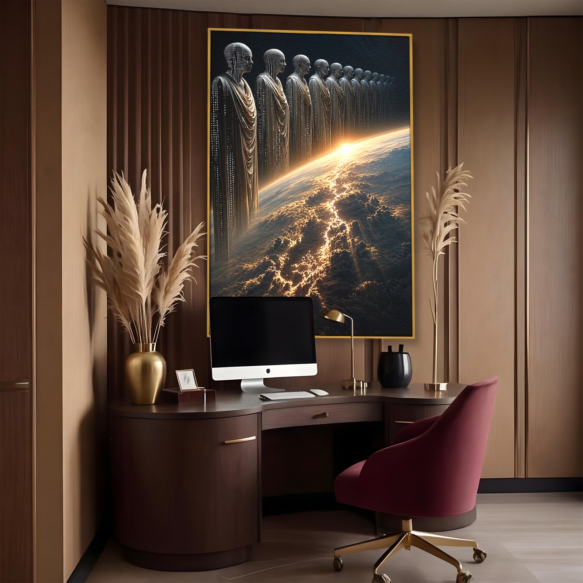Tablou Canvas Premium LuxCanva® U1101, Siluete Cosmogonice,  Spatiu, Univers, Mister, Siluete, Dormitor, Culori Vibrante