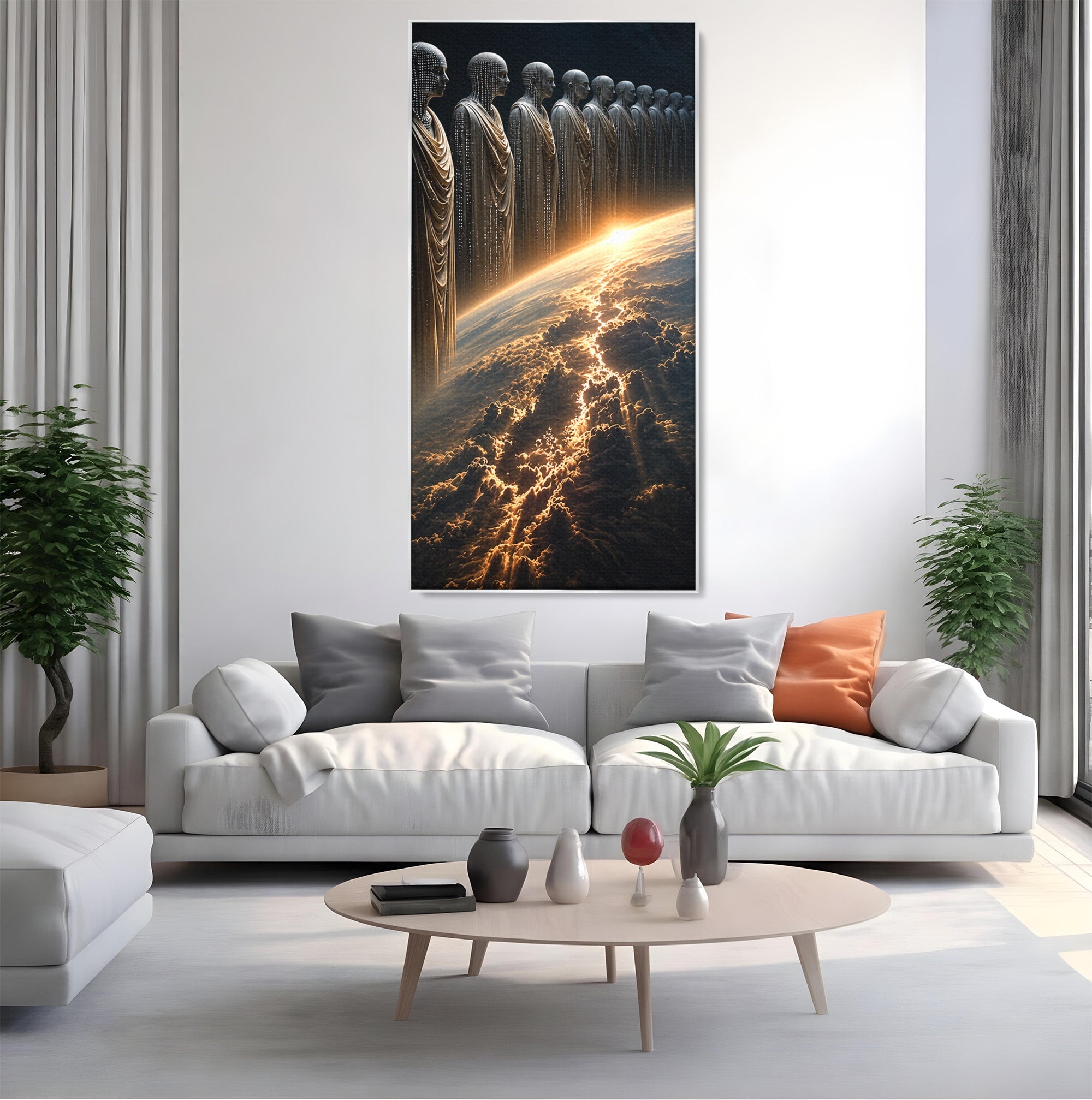 Tablou Canvas Premium LuxCanva® U1101, Siluete Cosmogonice,  Spatiu, Univers, Mister, Siluete, Dormitor, Culori Vibrante