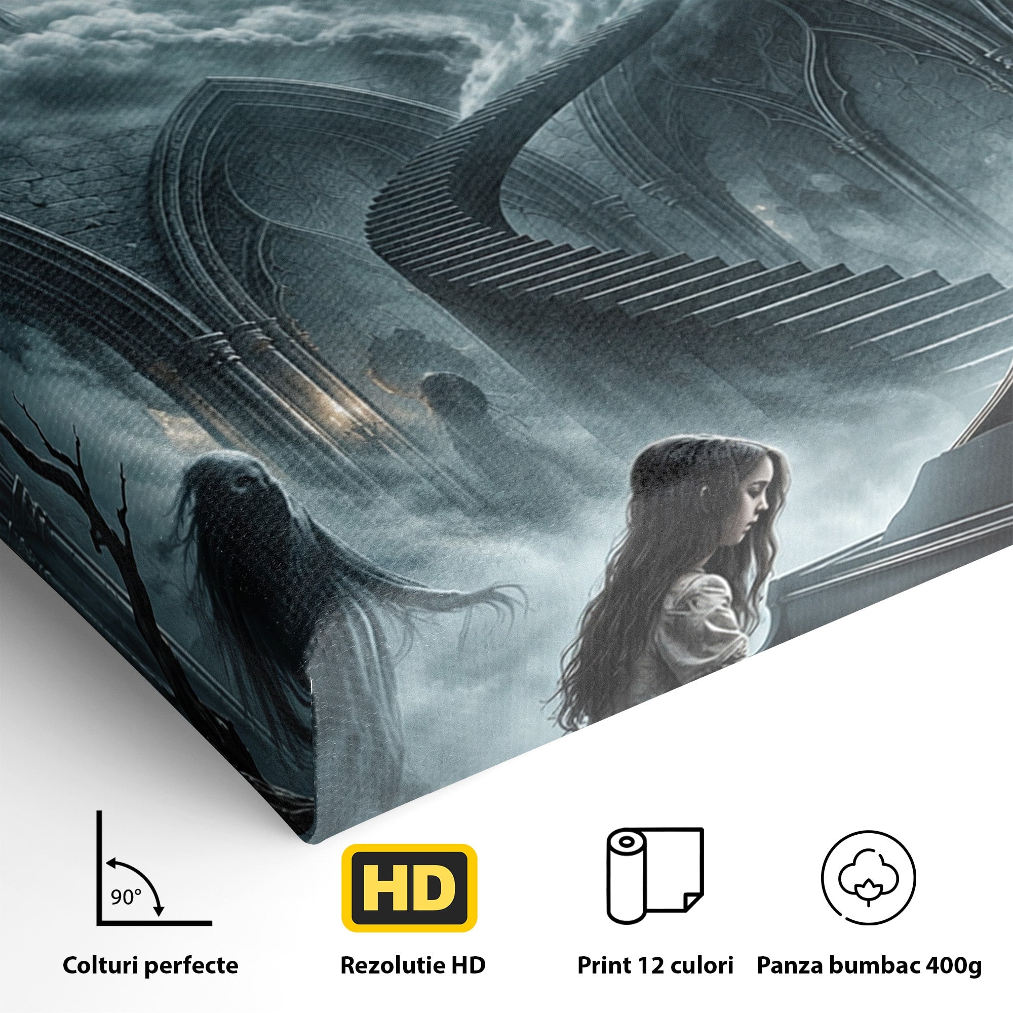 Tablou Canvas Premium LuxCanva® U1102, Pianista In Timp,  Fantezie, Mister, Pian, Living, Dormitor, Culori Vibrante