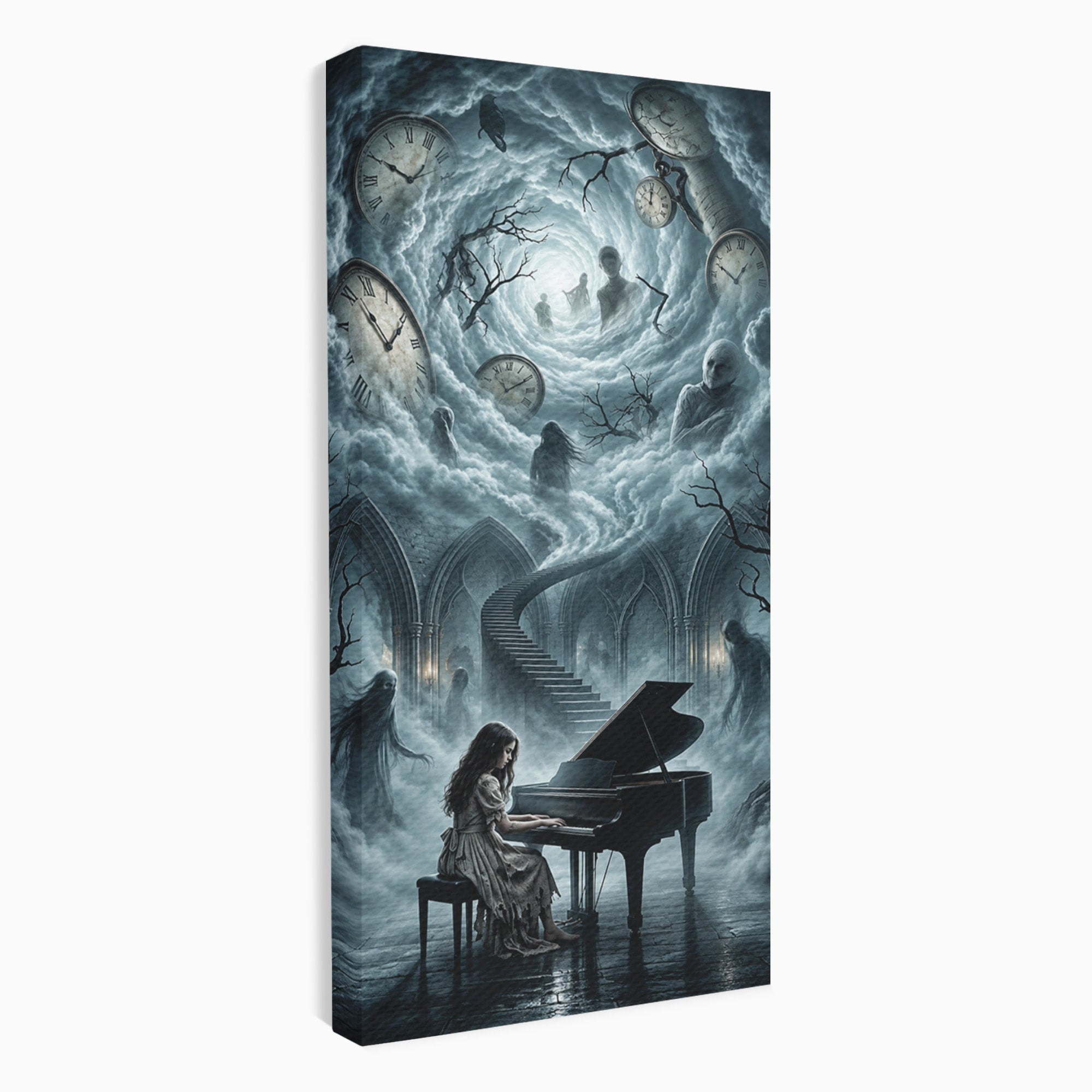 Tablou Canvas Premium LuxCanva® U1102, Pianista In Timp,  Fantezie, Mister, Pian, Living, Dormitor, Culori Vibrante