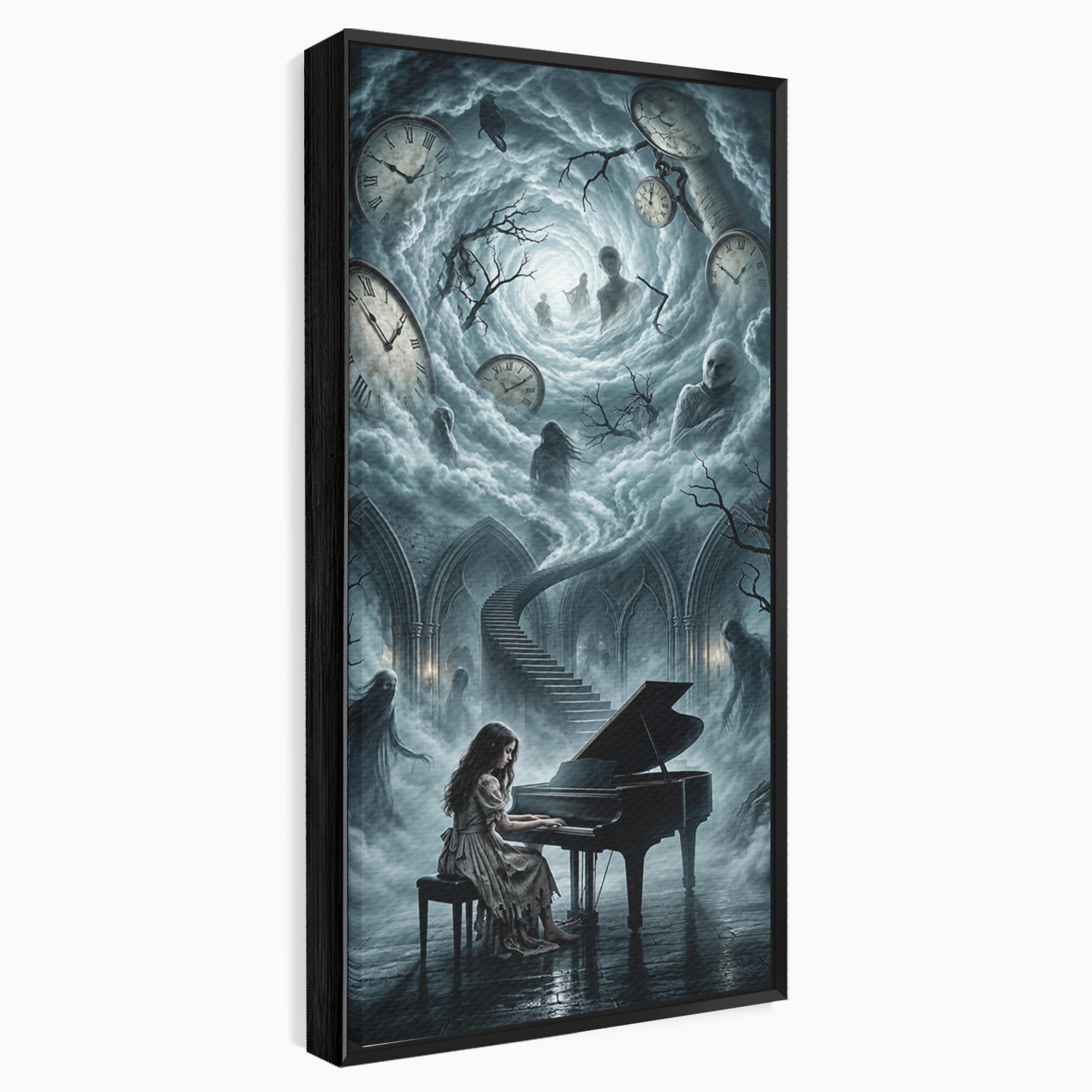 Tablou Canvas Premium LuxCanva® U1102, Pianista In Timp,  Fantezie, Mister, Pian, Living, Dormitor, Culori Vibrante