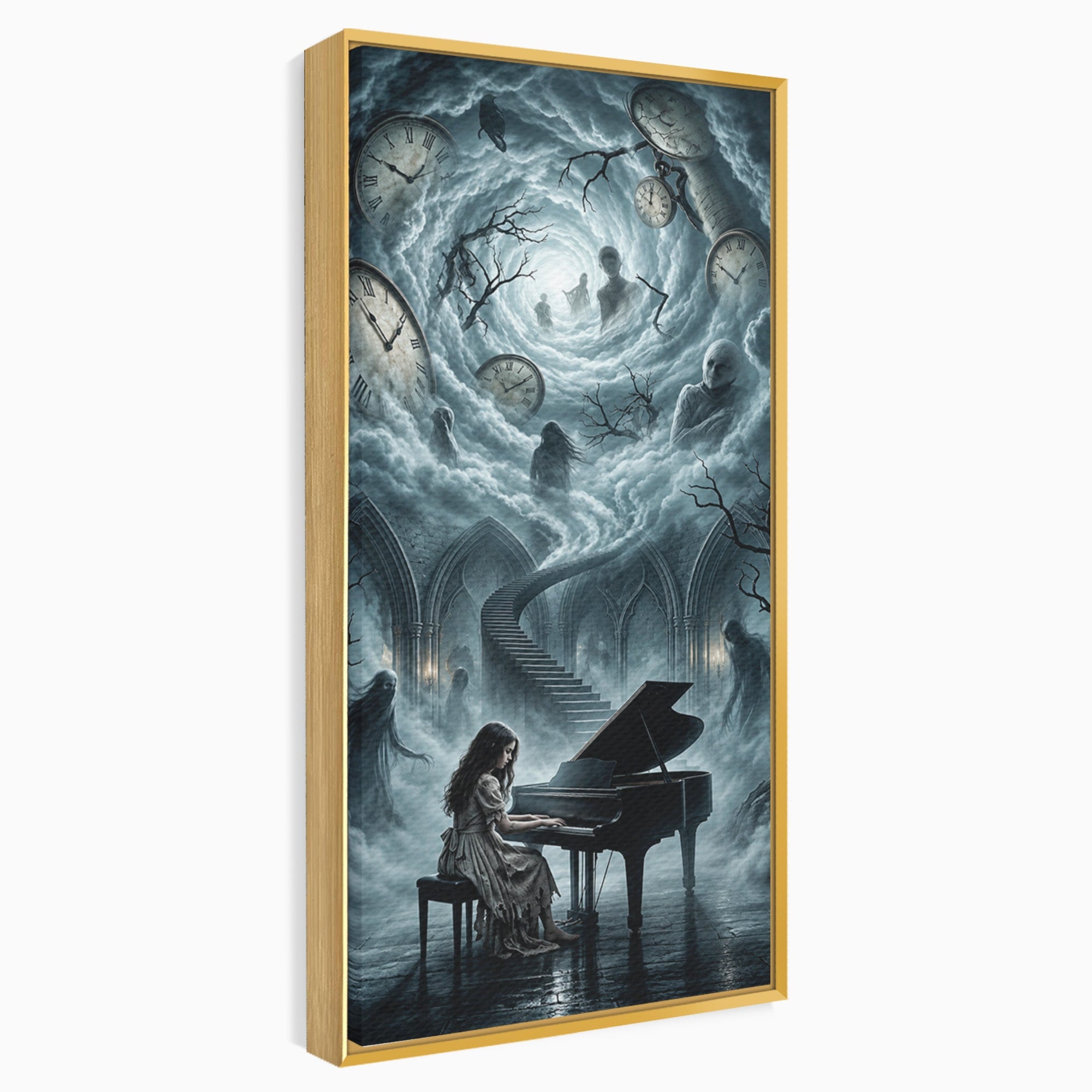 Tablou Canvas Premium LuxCanva® U1102, Pianista In Timp,  Fantezie, Mister, Pian, Living, Dormitor, Culori Vibrante