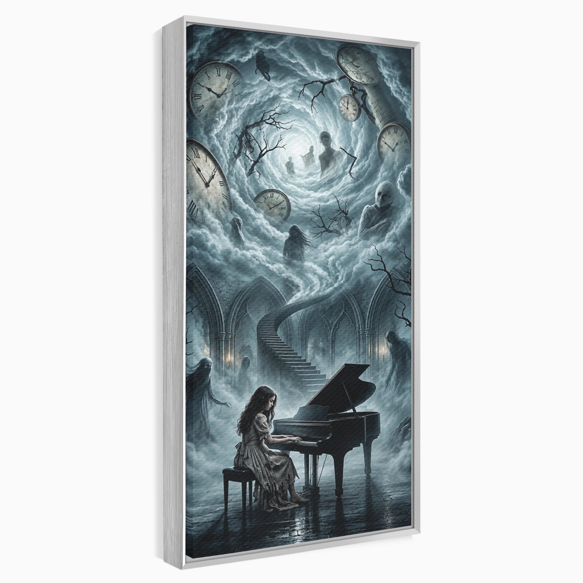 Tablou Canvas Premium LuxCanva® U1102, Pianista In Timp,  Fantezie, Mister, Pian, Living, Dormitor, Culori Vibrante