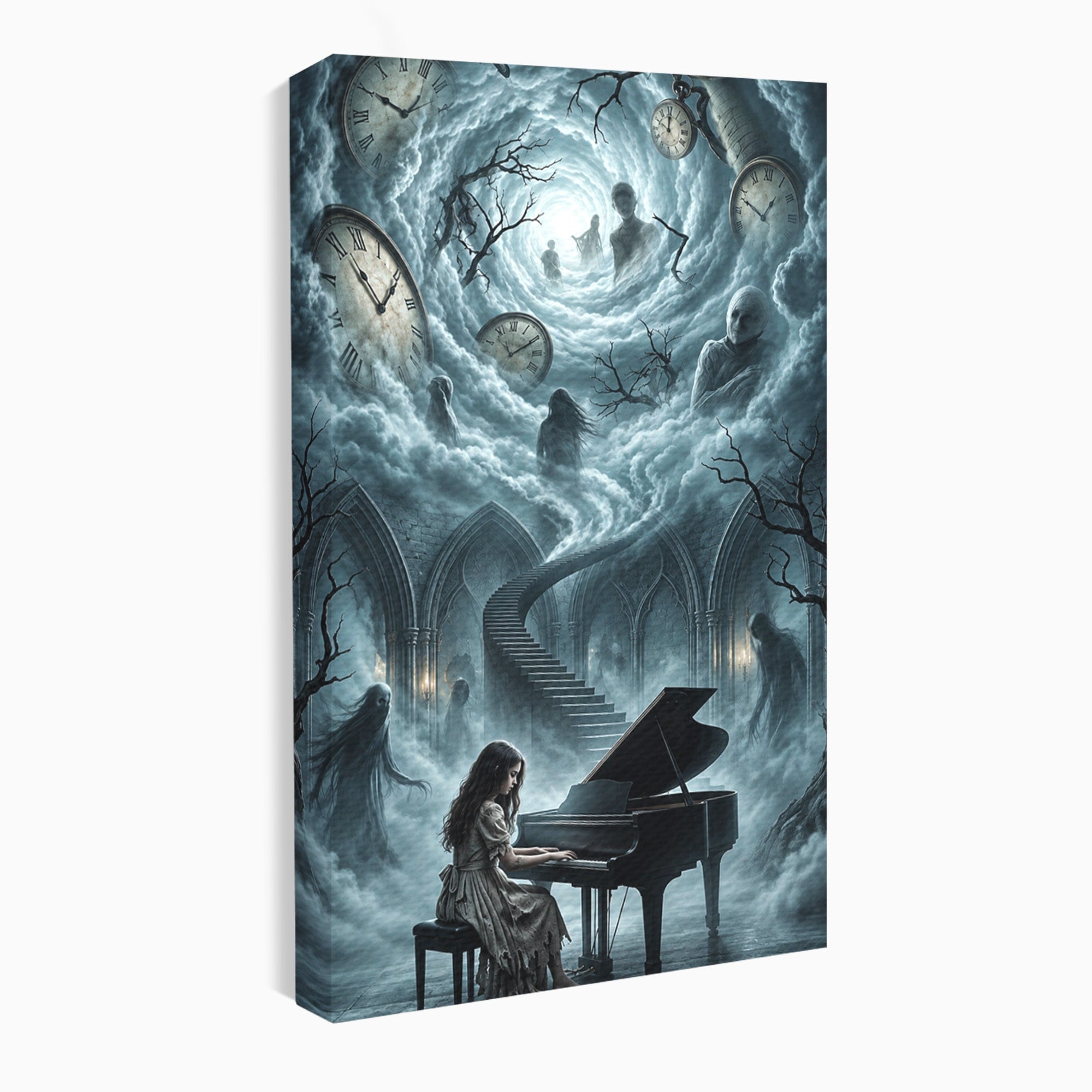 Tablou Canvas Premium LuxCanva® U1102, Pianista In Timp,  Fantezie, Mister, Pian, Living, Dormitor, Culori Vibrante