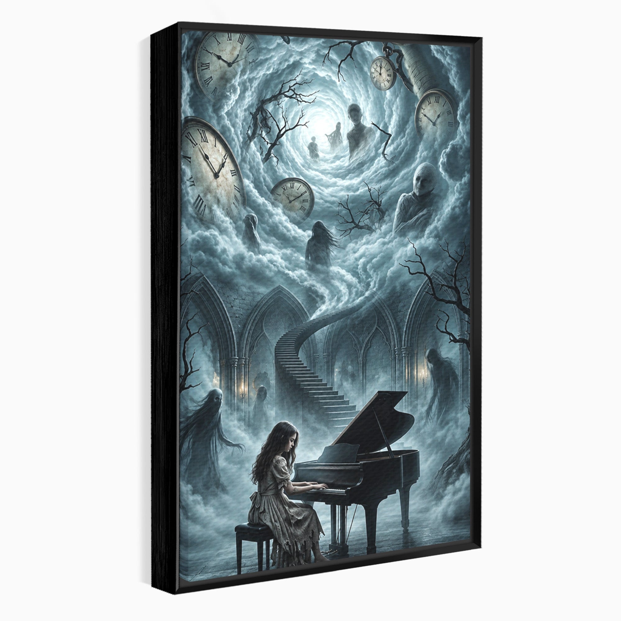 Tablou Canvas Premium LuxCanva® U1102, Pianista In Timp,  Fantezie, Mister, Pian, Living, Dormitor, Culori Vibrante