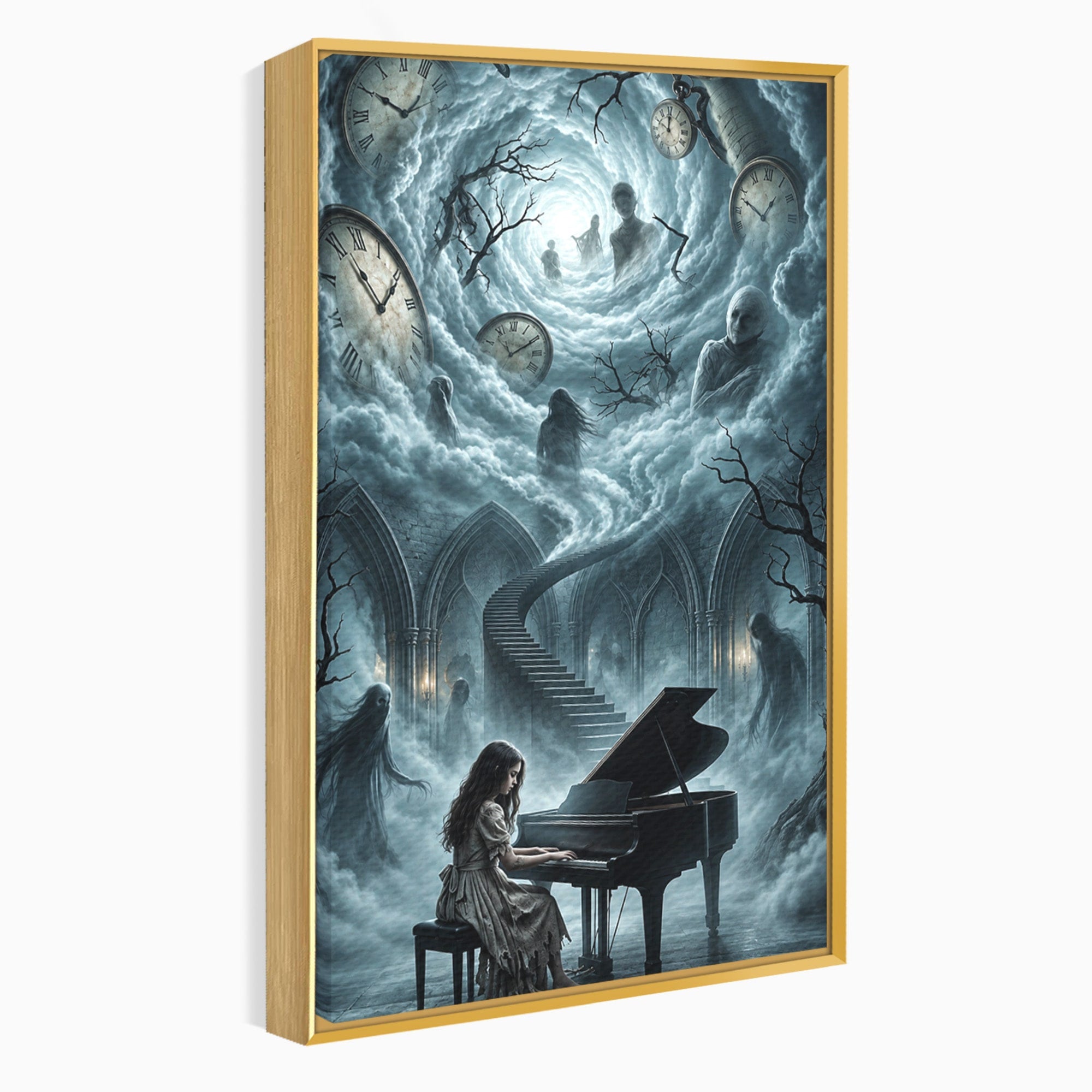 Tablou Canvas Premium LuxCanva® U1102, Pianista In Timp,  Fantezie, Mister, Pian, Living, Dormitor, Culori Vibrante