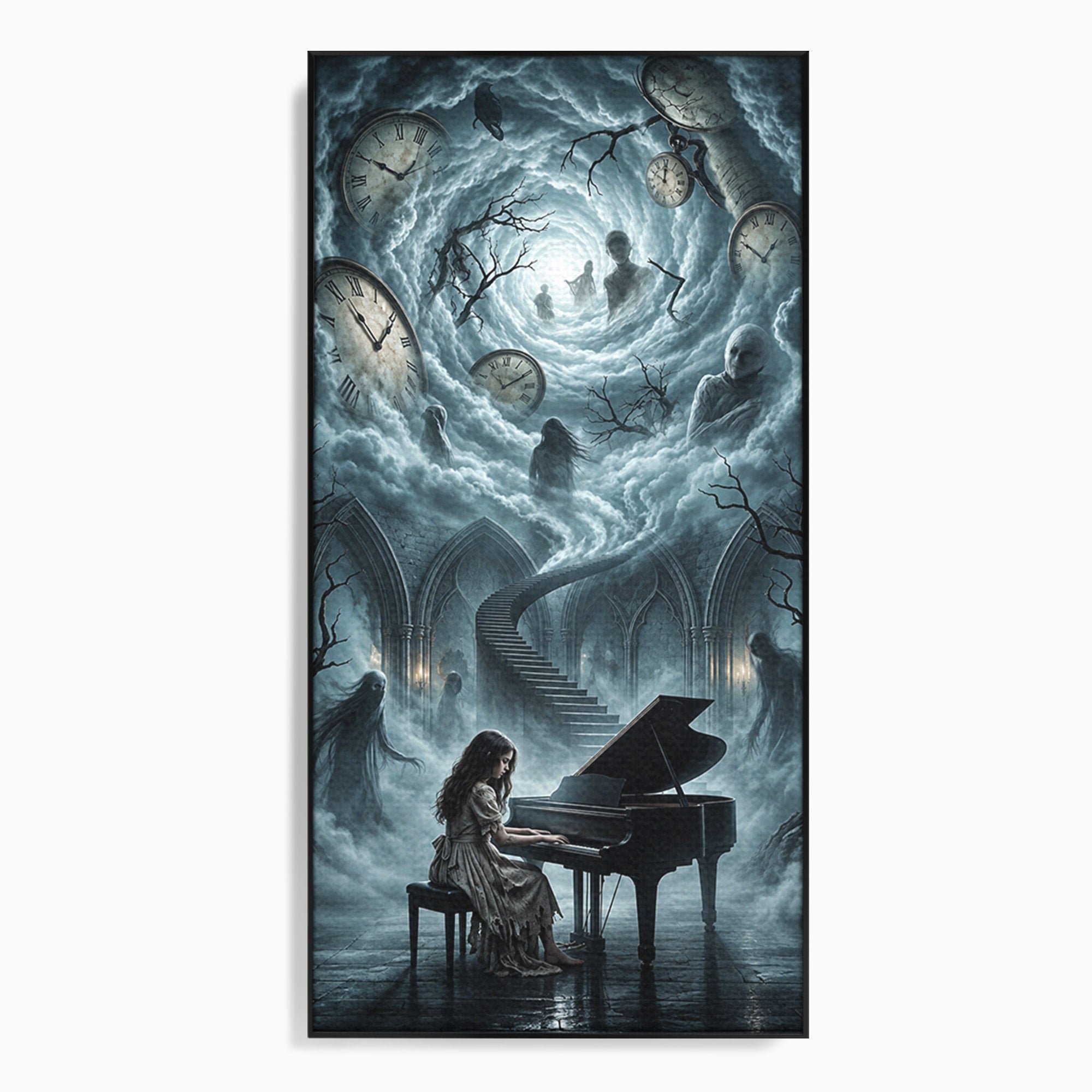 Tablou Canvas Premium LuxCanva® U1102, Pianista In Timp,  Fantezie, Mister, Pian, Living, Dormitor, Culori Vibrante