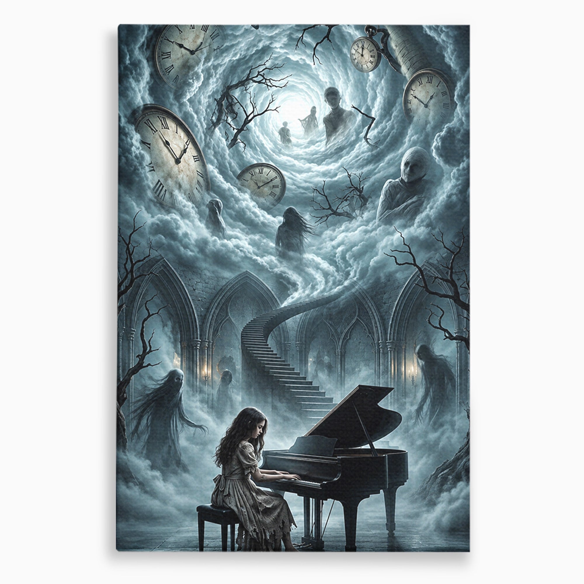 Tablou Canvas Premium LuxCanva® U1102, Pianista In Timp,  Fantezie, Mister, Pian, Living, Dormitor, Culori Vibrante