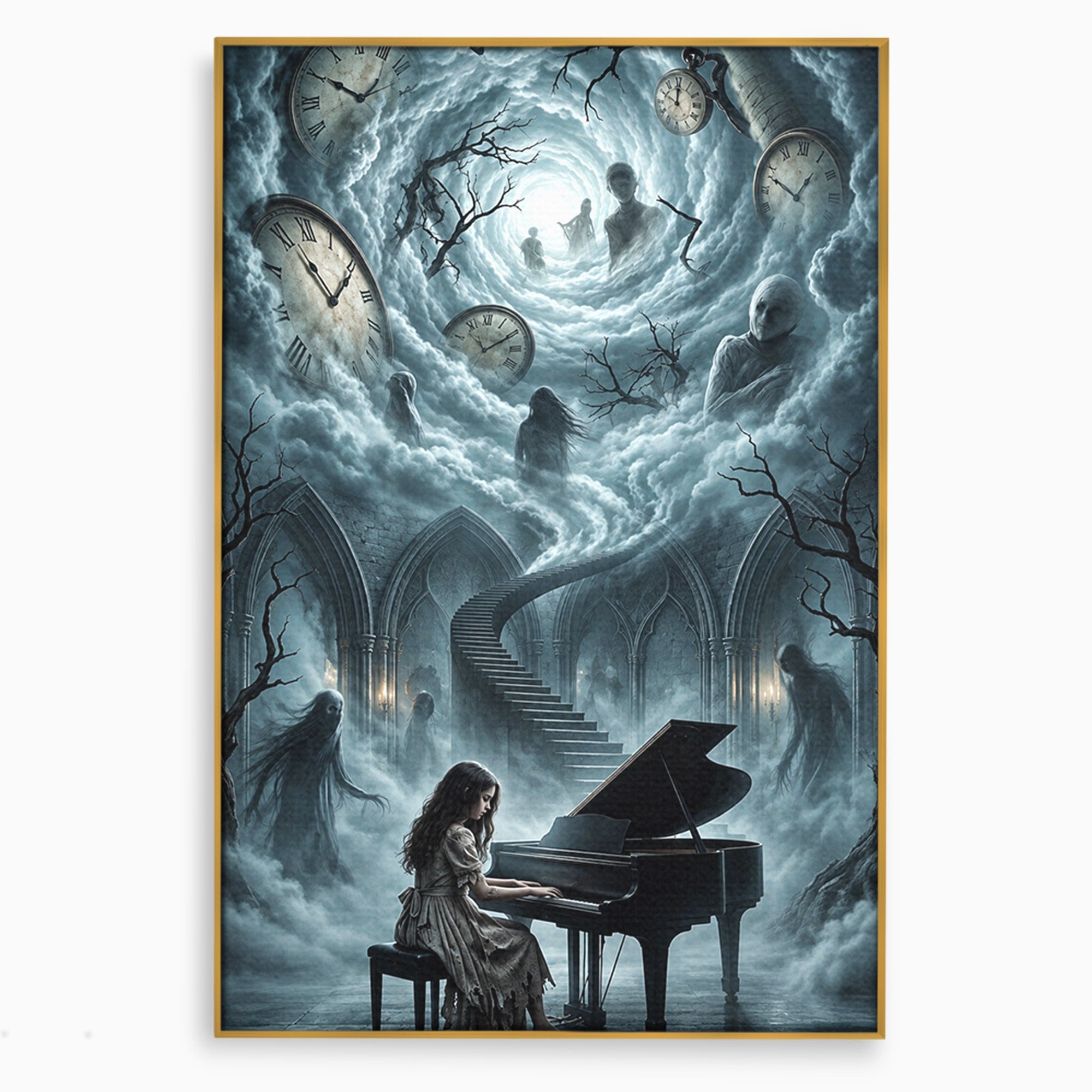 Tablou Canvas Premium LuxCanva® U1102, Pianista In Timp,  Fantezie, Mister, Pian, Living, Dormitor, Culori Vibrante