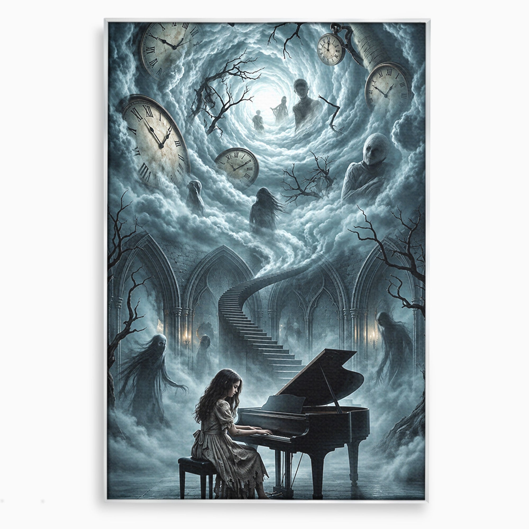 Tablou Canvas Premium LuxCanva® U1102, Pianista In Timp,  Fantezie, Mister, Pian, Living, Dormitor, Culori Vibrante