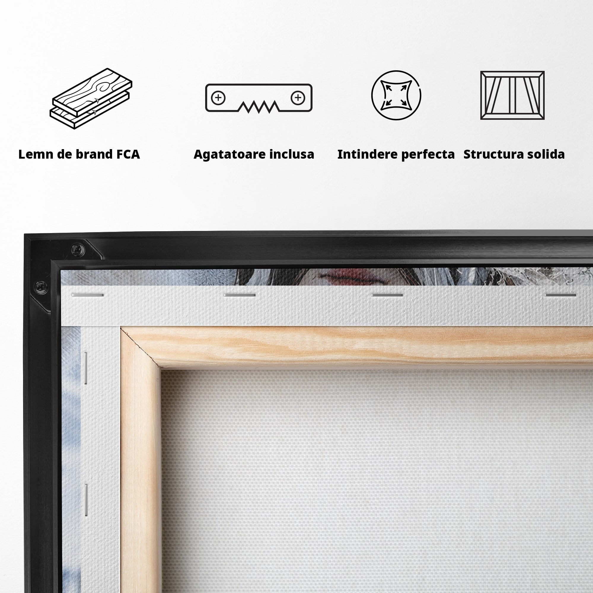 Tablou Canvas Premium LuxCanva® U1103, Razboinica Si Lupul Alb, Lup, Fantezie, Mister, Femeie, Razboinica, Dormitor, Culori Vibrante