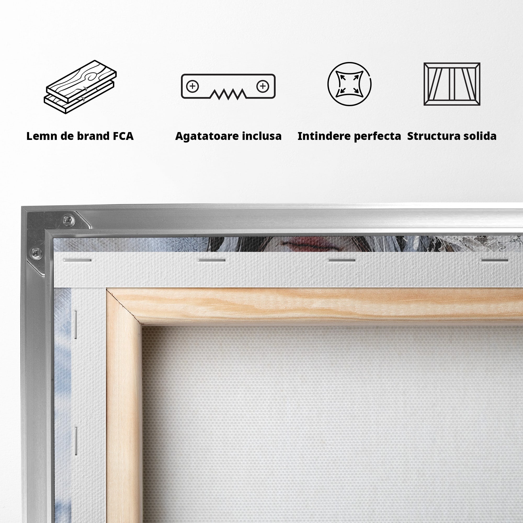 Tablou Canvas Premium LuxCanva® U1103, Razboinica Si Lupul Alb, Lup, Fantezie, Mister, Femeie, Razboinica, Dormitor, Culori Vibrante