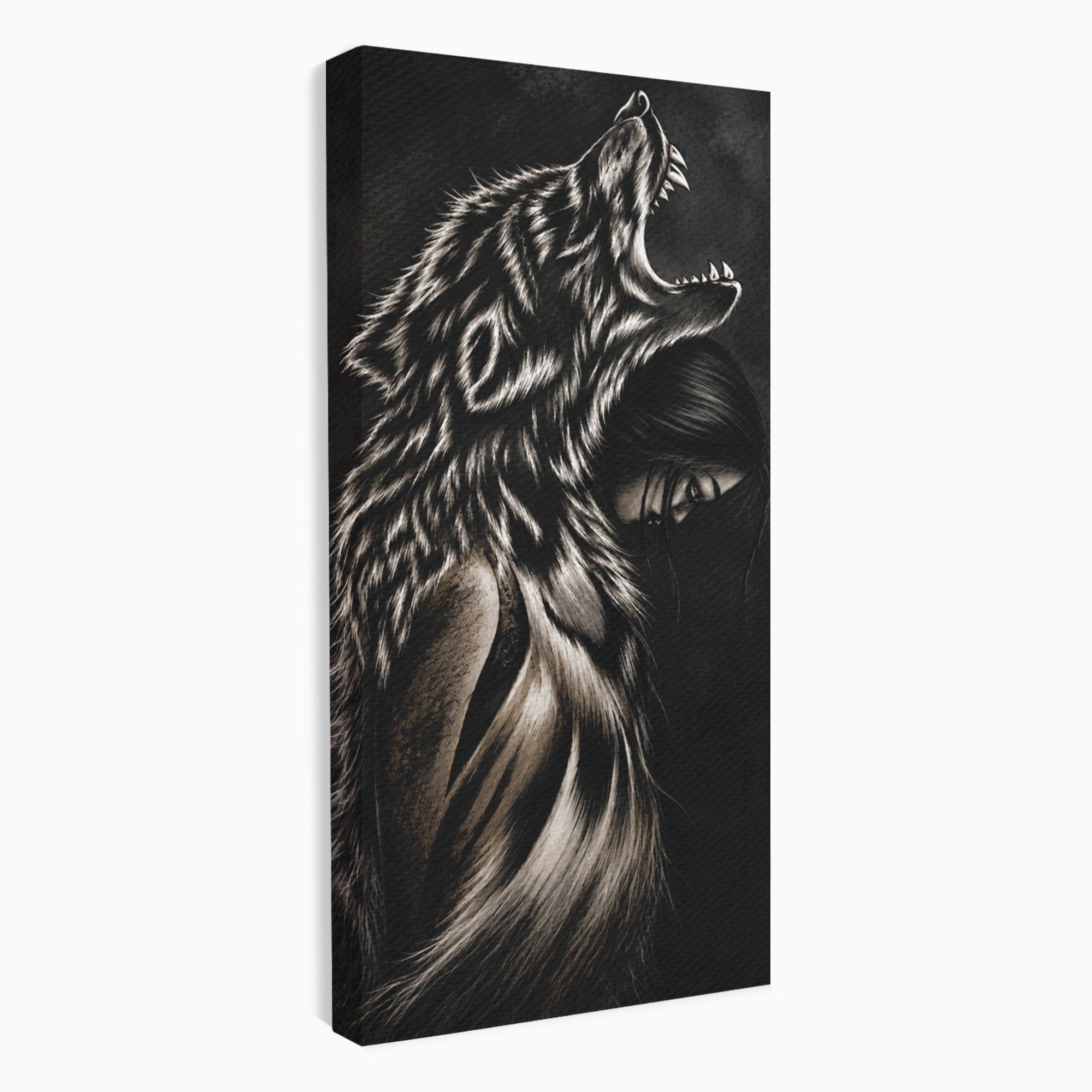 Tablou Canvas Premium LuxCanva® U1106, Femeie Lup, Mister, Portret, Femeie, Lup, Dormitor, Living, Culori Vibrante