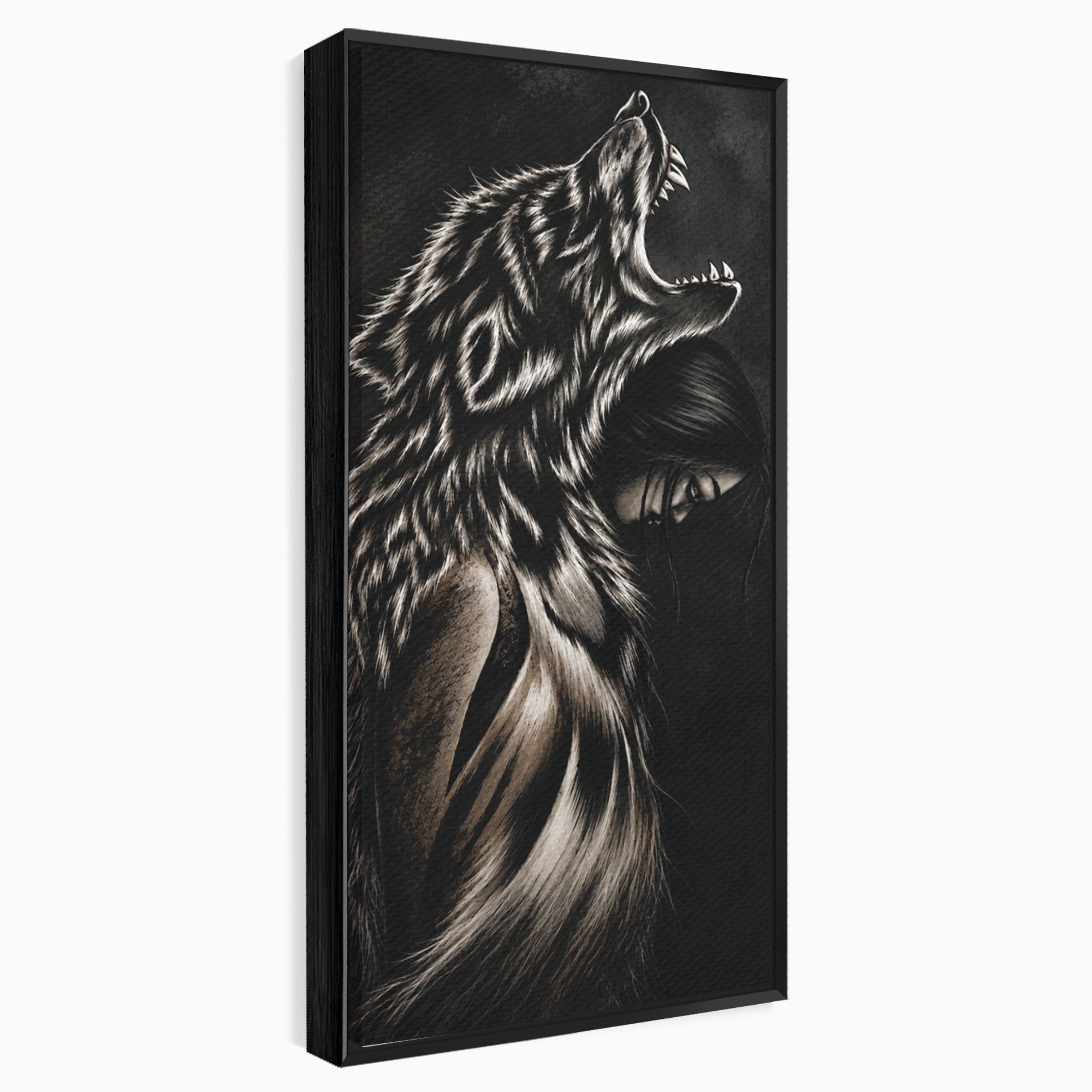 Tablou Canvas Premium LuxCanva® U1106, Femeie Lup, Mister, Portret, Femeie, Lup, Dormitor, Living, Culori Vibrante
