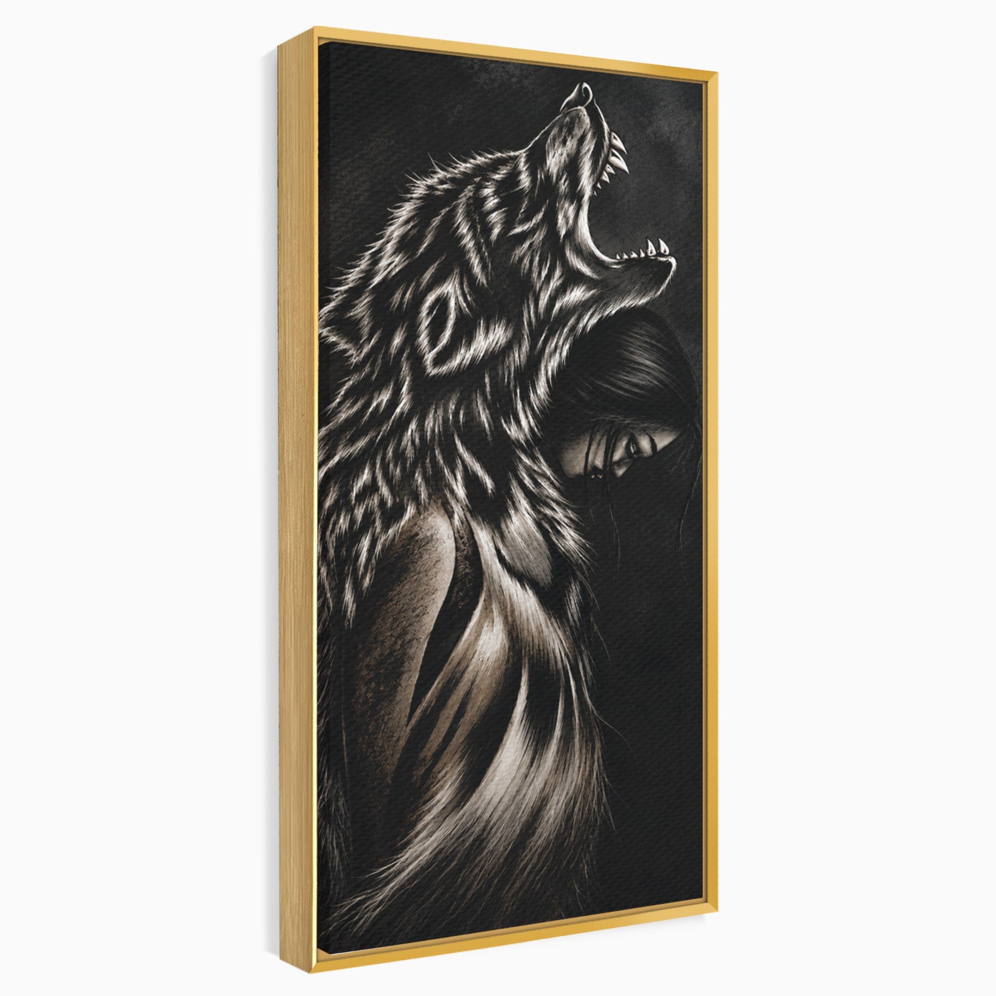Tablou Canvas Premium LuxCanva® U1106, Femeie Lup, Mister, Portret, Femeie, Lup, Dormitor, Living, Culori Vibrante