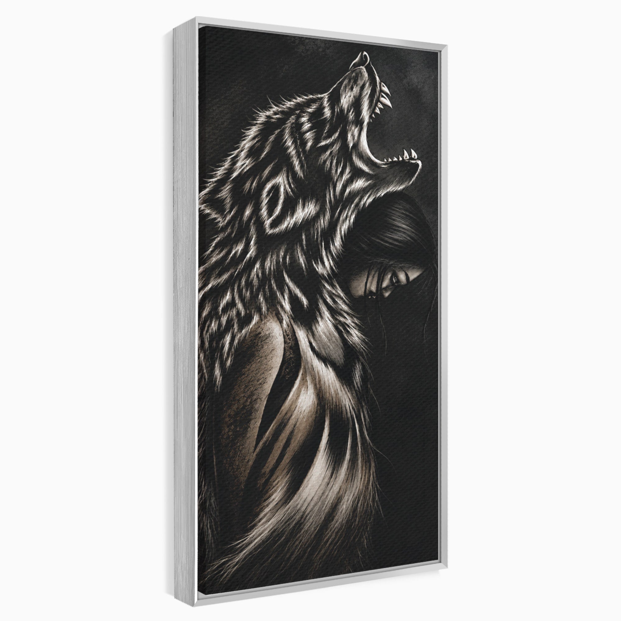 Tablou Canvas Premium LuxCanva® U1106, Femeie Lup, Mister, Portret, Femeie, Lup, Dormitor, Living, Culori Vibrante