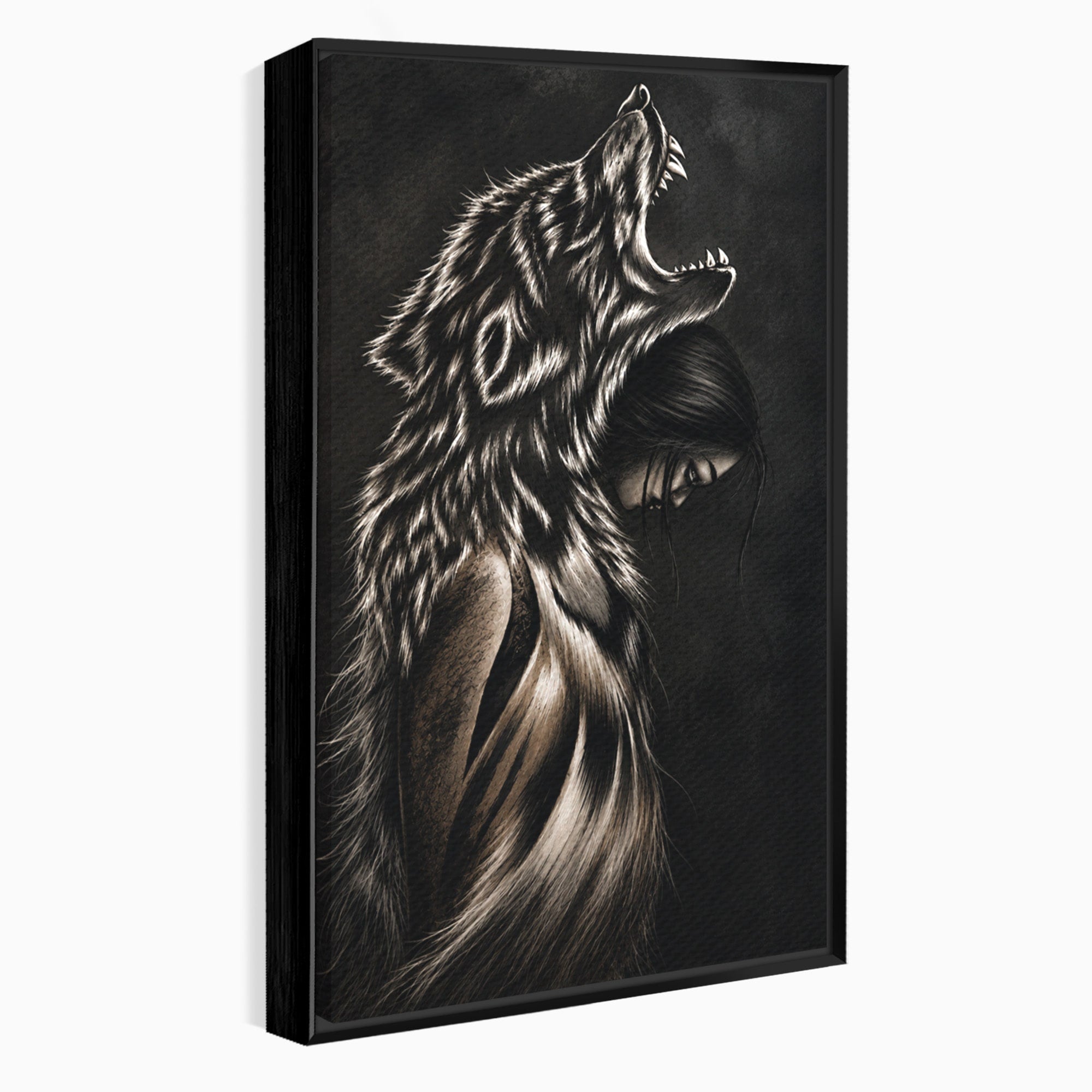 Tablou Canvas Premium LuxCanva® U1106, Femeie Lup, Mister, Portret, Femeie, Lup, Dormitor, Living, Culori Vibrante