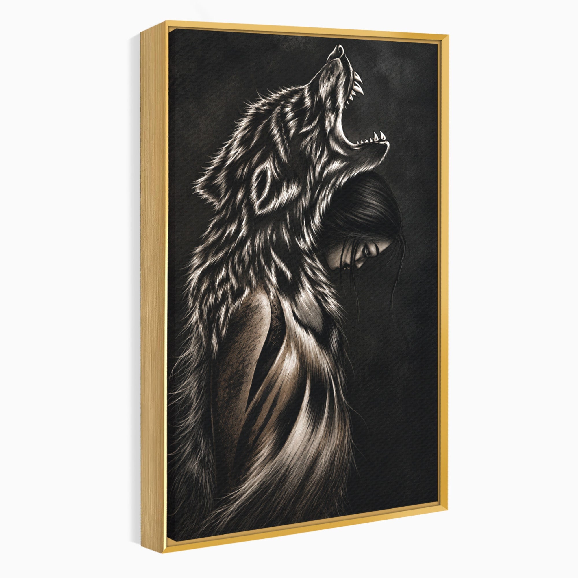 Tablou Canvas Premium LuxCanva® U1106, Femeie Lup, Mister, Portret, Femeie, Lup, Dormitor, Living, Culori Vibrante