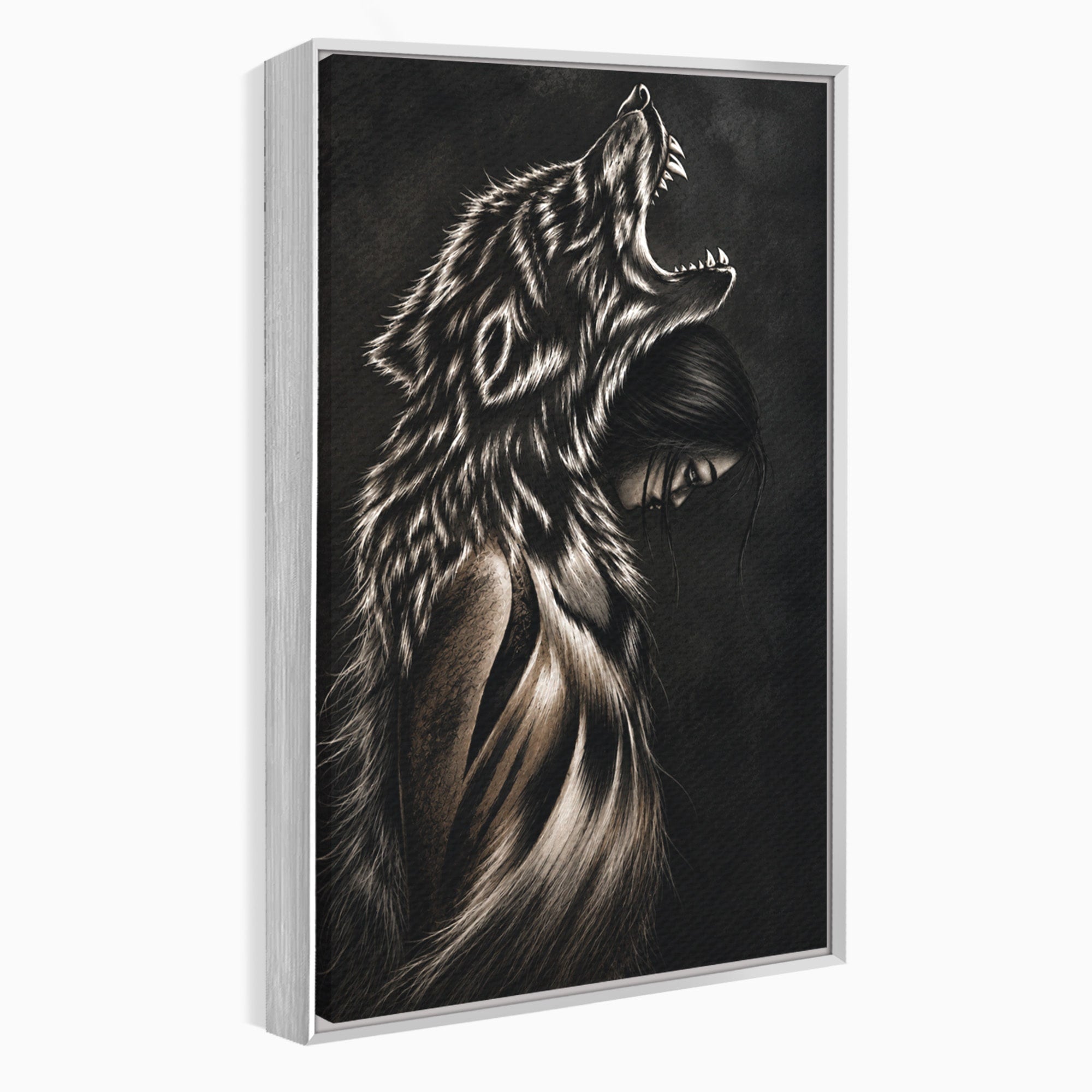 Tablou Canvas Premium LuxCanva® U1106, Femeie Lup, Mister, Portret, Femeie, Lup, Dormitor, Living, Culori Vibrante