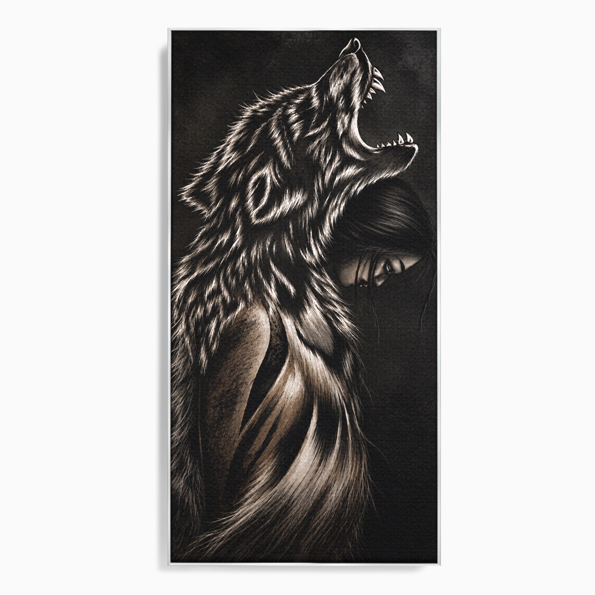 Tablou Canvas Premium LuxCanva® U1106, Femeie Lup, Mister, Portret, Femeie, Lup, Dormitor, Living, Culori Vibrante