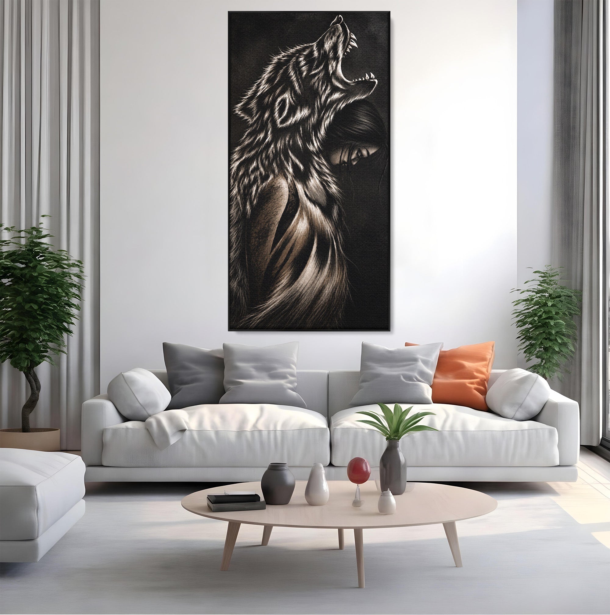 Tablou Canvas Premium LuxCanva® U1106, Femeie Lup, Mister, Portret, Femeie, Lup, Dormitor, Living, Culori Vibrante