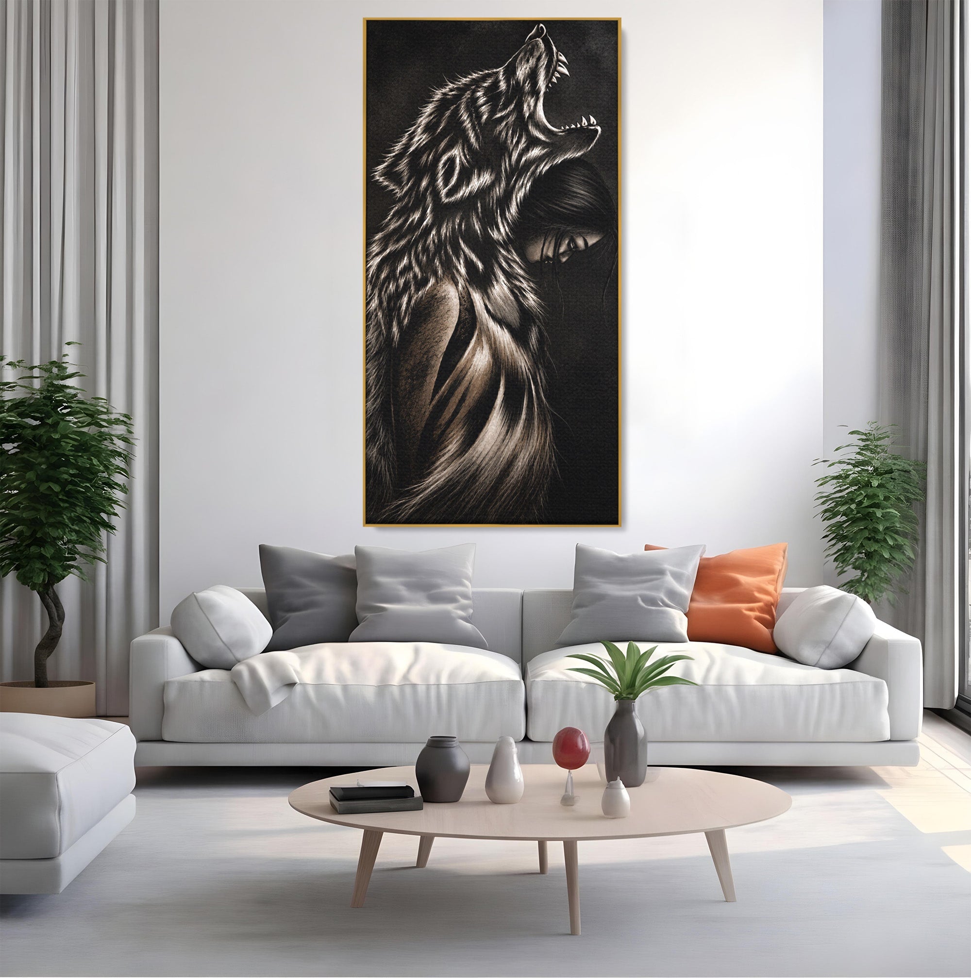 Tablou Canvas Premium LuxCanva® U1106, Femeie Lup, Mister, Portret, Femeie, Lup, Dormitor, Living, Culori Vibrante