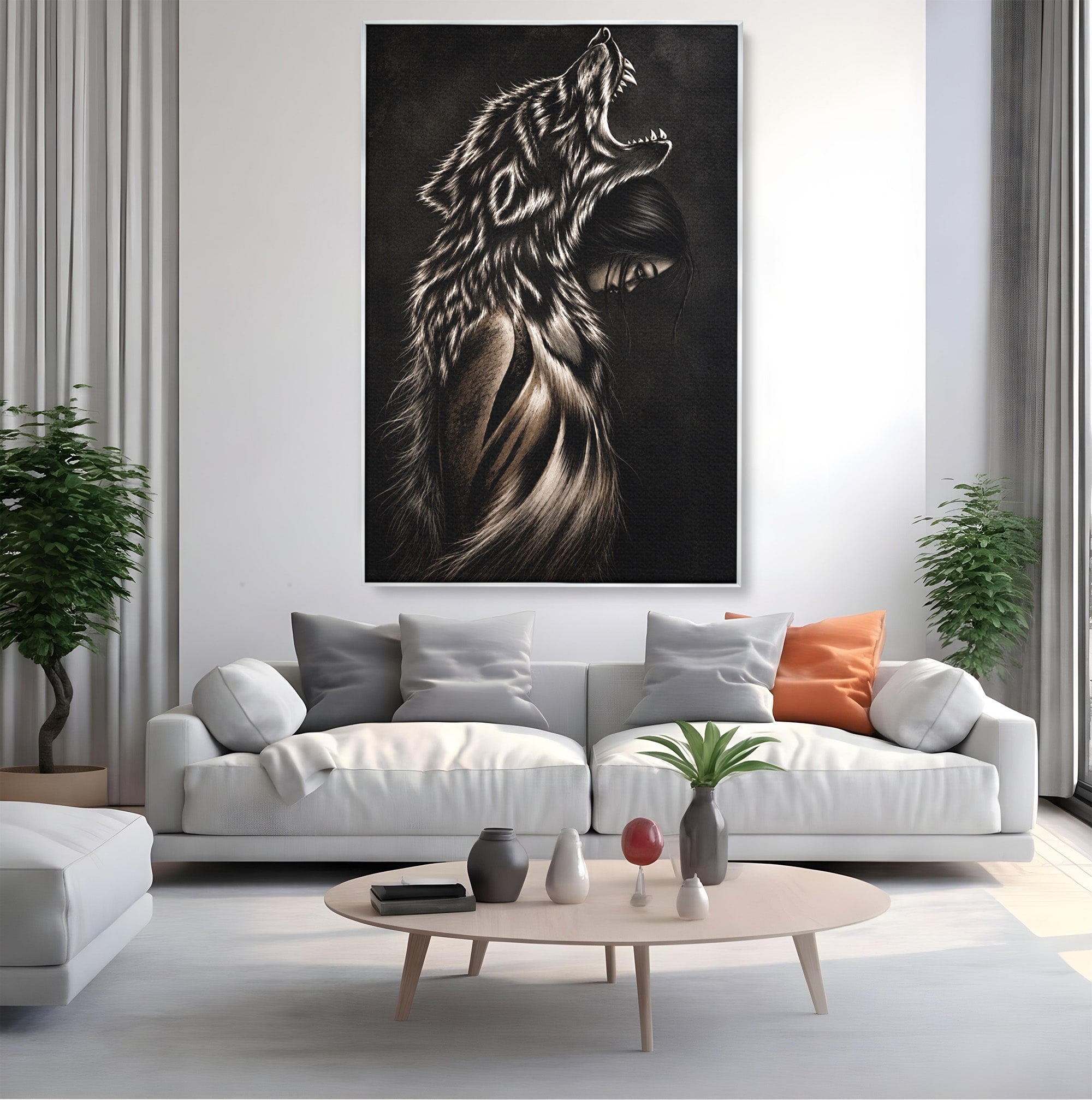 Tablou Canvas Premium LuxCanva® U1106, Femeie Lup, Mister, Portret, Femeie, Lup, Dormitor, Living, Culori Vibrante