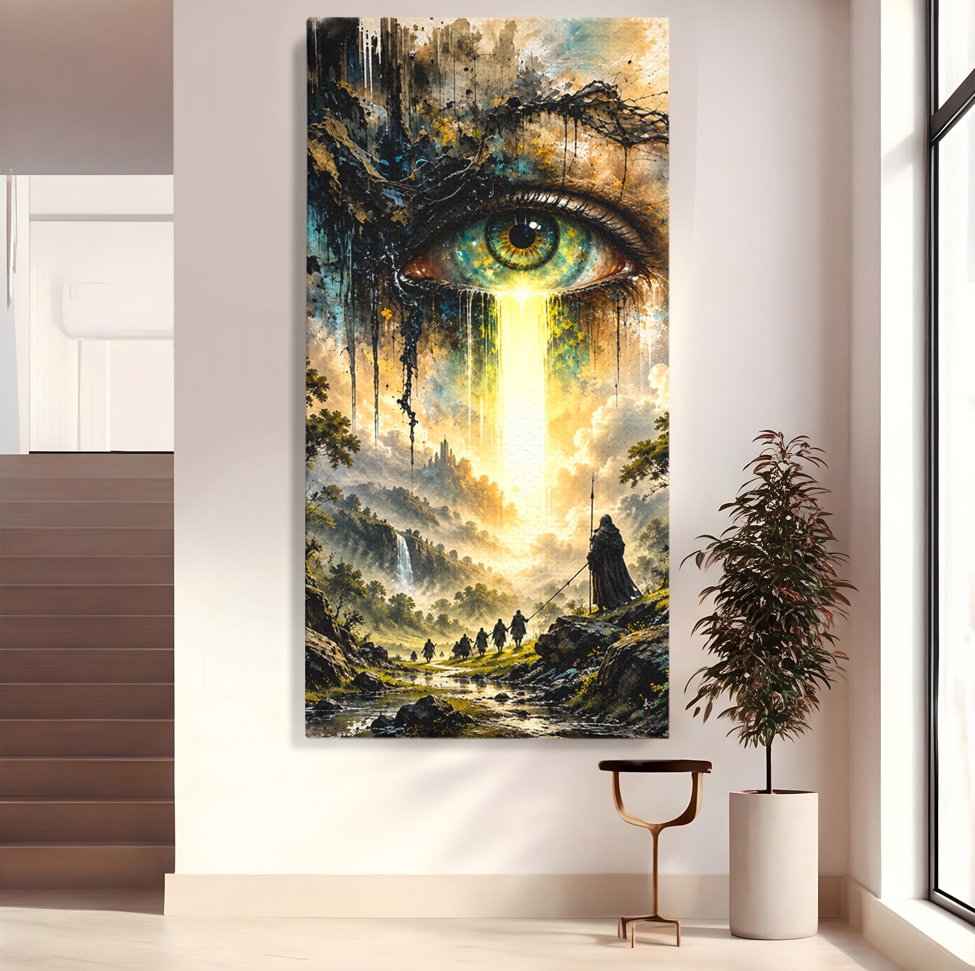 Tablou Canvas Premium LuxCanva® U1107, Ochiul Supraveghetor, Ochi, Peisaj, Fantezie, Aventura, Living, Culori Vibrante