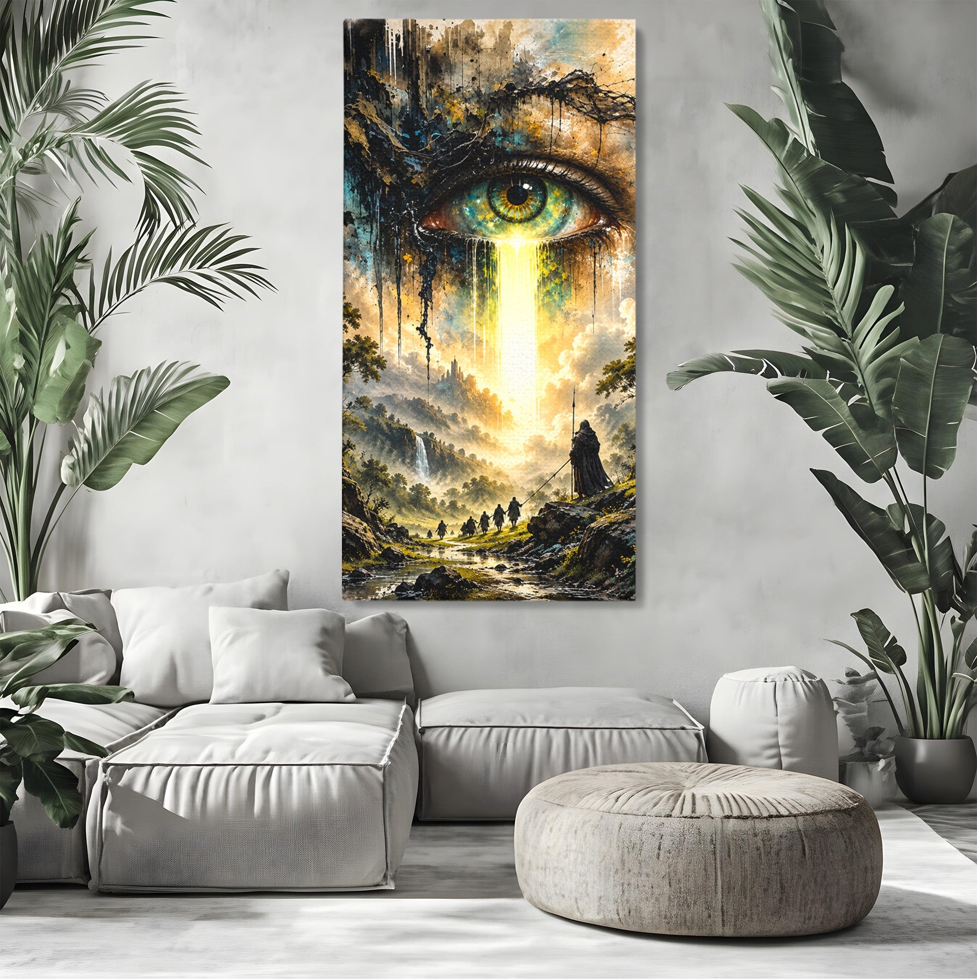 Tablou Canvas Premium LuxCanva® U1107, Ochiul Supraveghetor, Ochi, Peisaj, Fantezie, Aventura, Living, Culori Vibrante