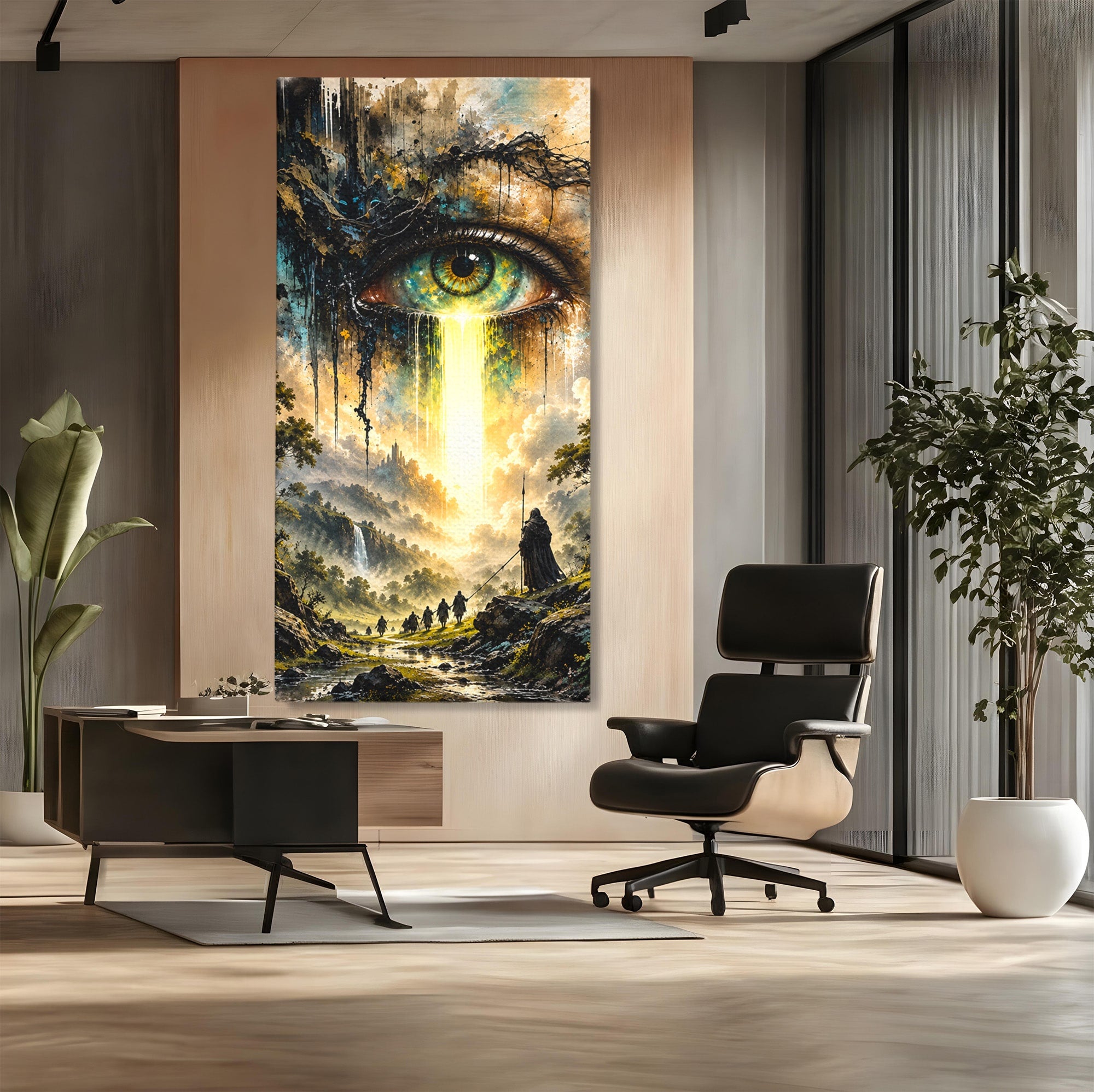 Tablou Canvas Premium LuxCanva® U1107, Ochiul Supraveghetor, Ochi, Peisaj, Fantezie, Aventura, Living, Culori Vibrante